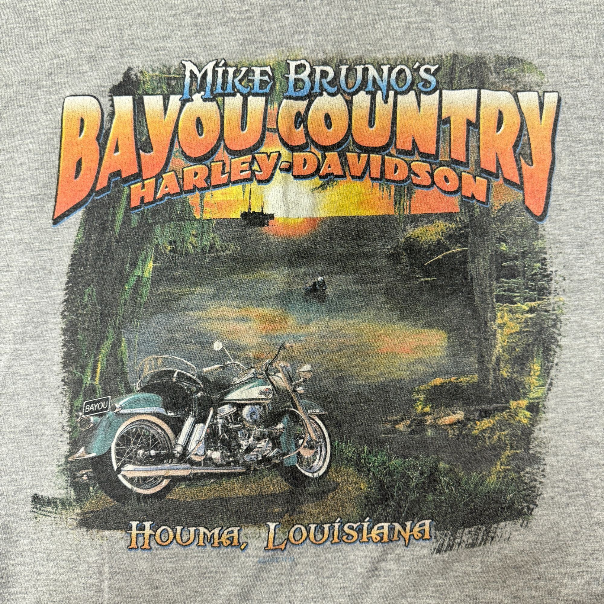 Harley Davidson H-D Motorcycle Mike Bruno's BAYOU COUNTRY LA SWAMP Biker Tee Size US XL / EU 56 / 4 - 1 Thumbnail