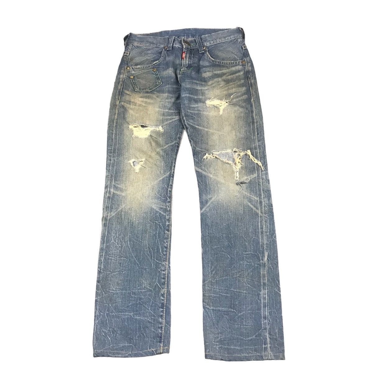 Japanese Brand RIPPED DISTRESSED EDWIN BLUE TRIP DENIM PANTS 145 Size US 28 / EU 44 - 1 Thumbnail