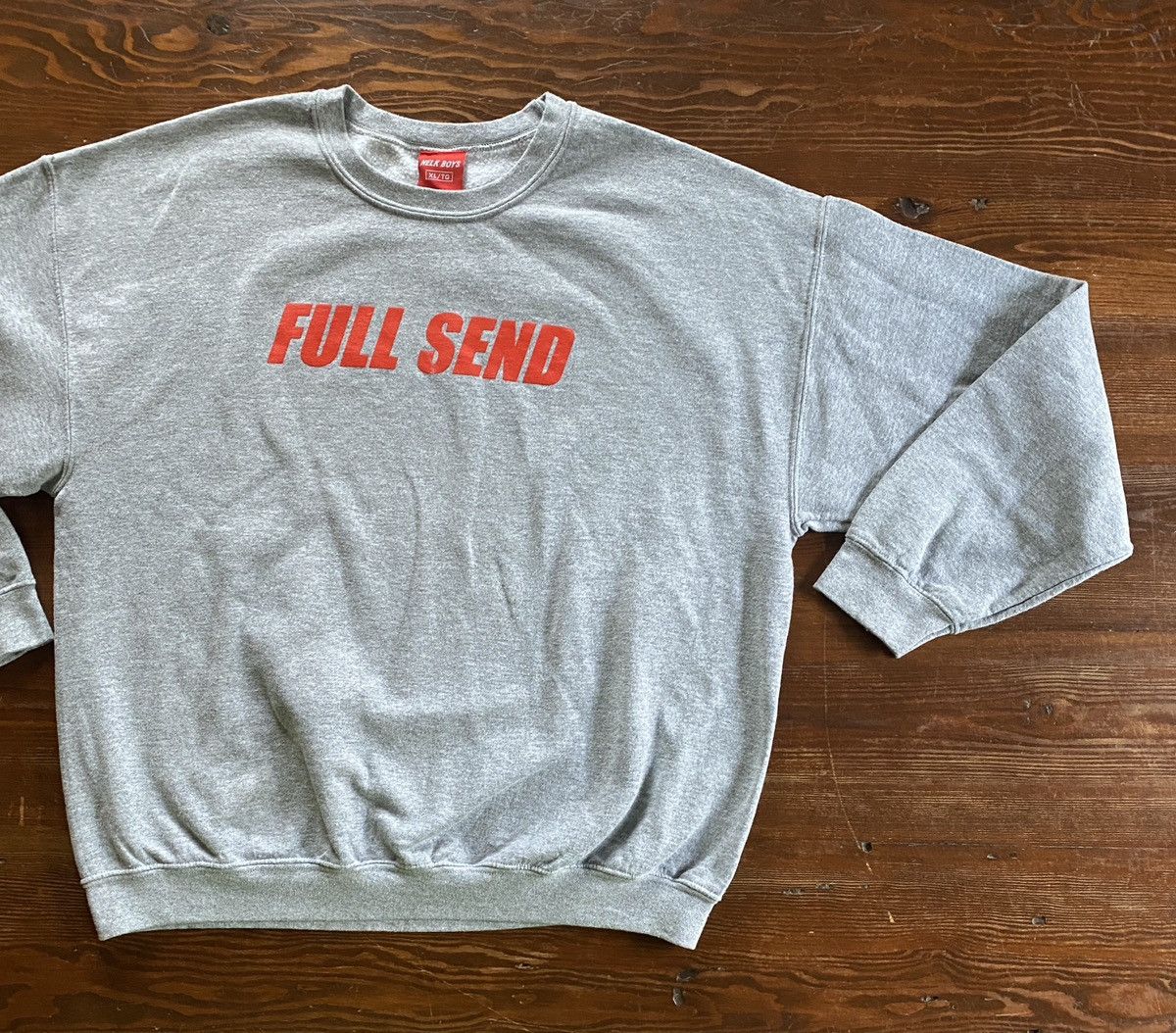 Full Send by Nelk Boys Full Send Spell Out Grey Crewneck Sweatshirt Grailed