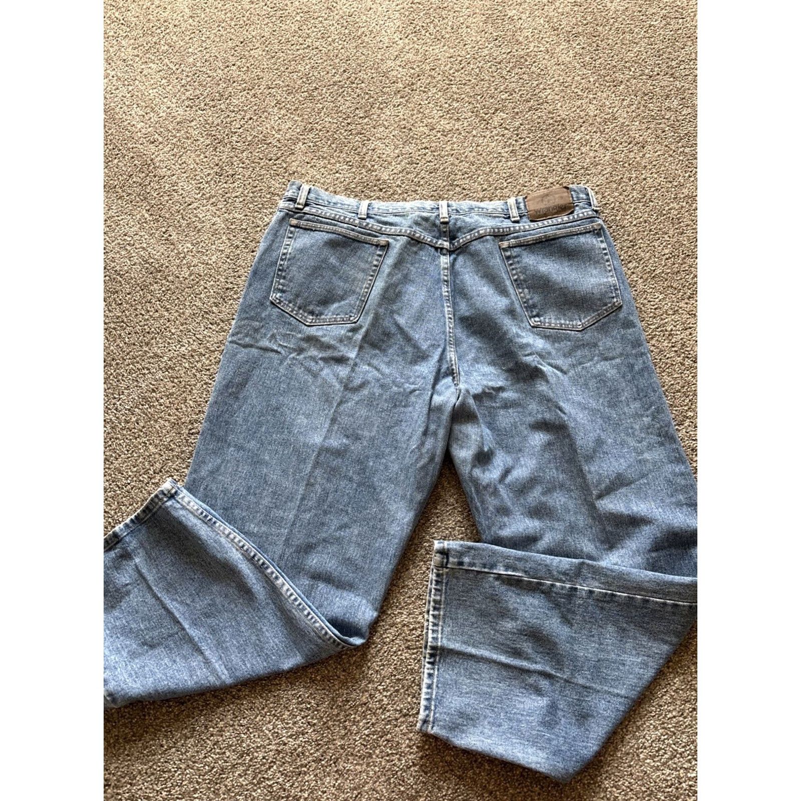 Wrangler VINTAGE Wrangler Jeans 42x30 Denim 5-Pocket 42 Regular Men Blue Cotton Straight Zip Wrangler Brand Mens Pants Artworks? Size US 42 / EU 58 - 3 Thumbnail
