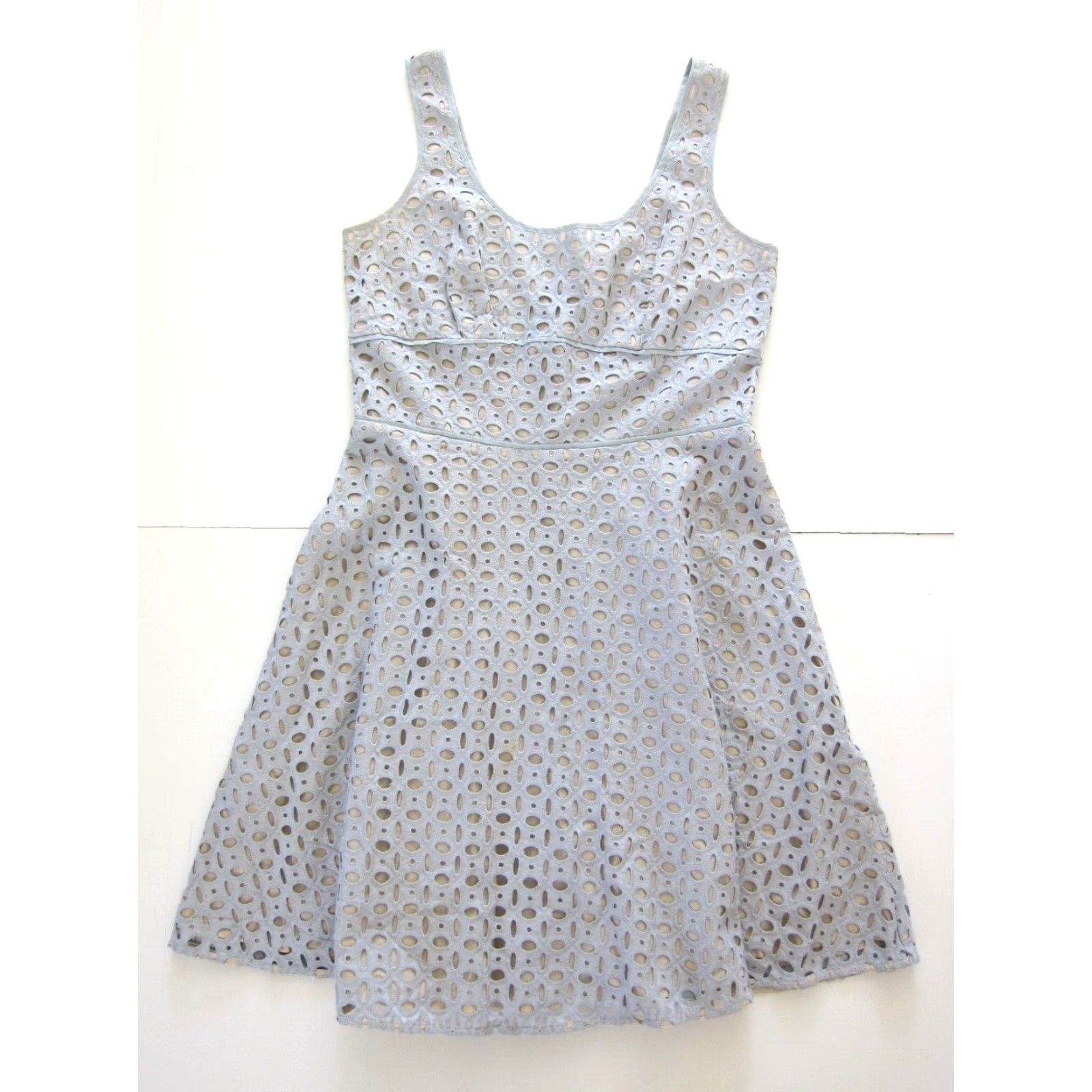 Loft Ann Taylor Loft Cotton Light Blue Floral Embroidered Sleeveless Tank Dress 4 Size S / US 4 / IT 40 - 2 Thumbnail