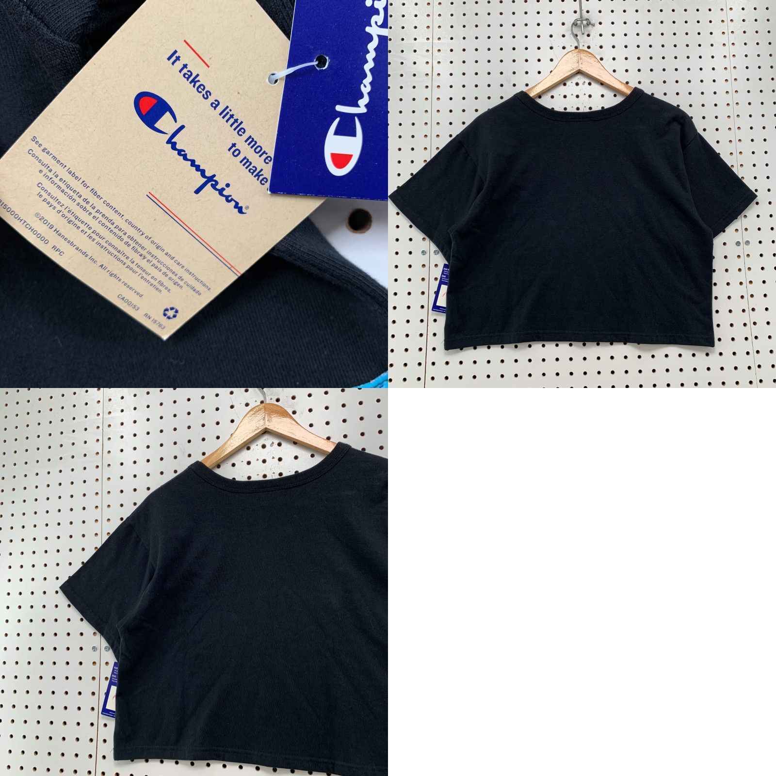 Champion VINTAGE Champion Cropped Shirt Womens Small Black Neon Blue Logo Patch Casual Summer 90s Womens Size S / US 4 / IT 40 - 8 Thumbnail