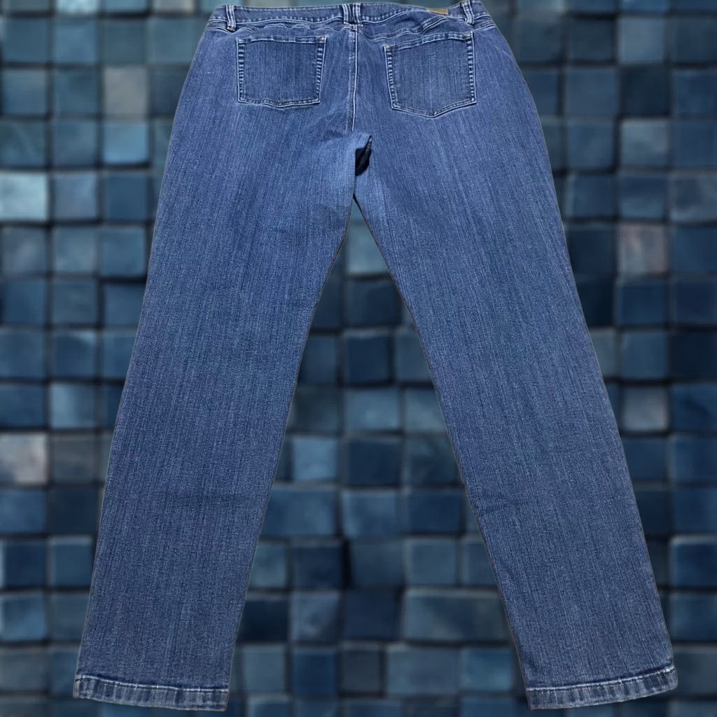 Vintage L.L. Bean Womens Jeans 18 Tall Blue Denim Medium Wash Skinny High Rise 5-Pocket Button Zip Size 25" / US 0 / IT 36 - 1 Thumbnail
