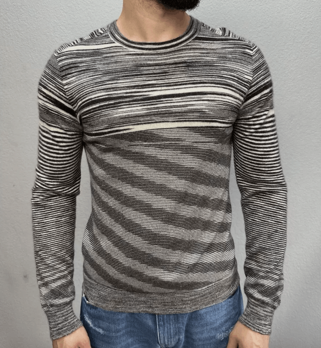 Missoni MISSONI Mens Cashmere Black Grey Space Dye Sweater Size US M / EU 48-50 / 2 - 3 Thumbnail