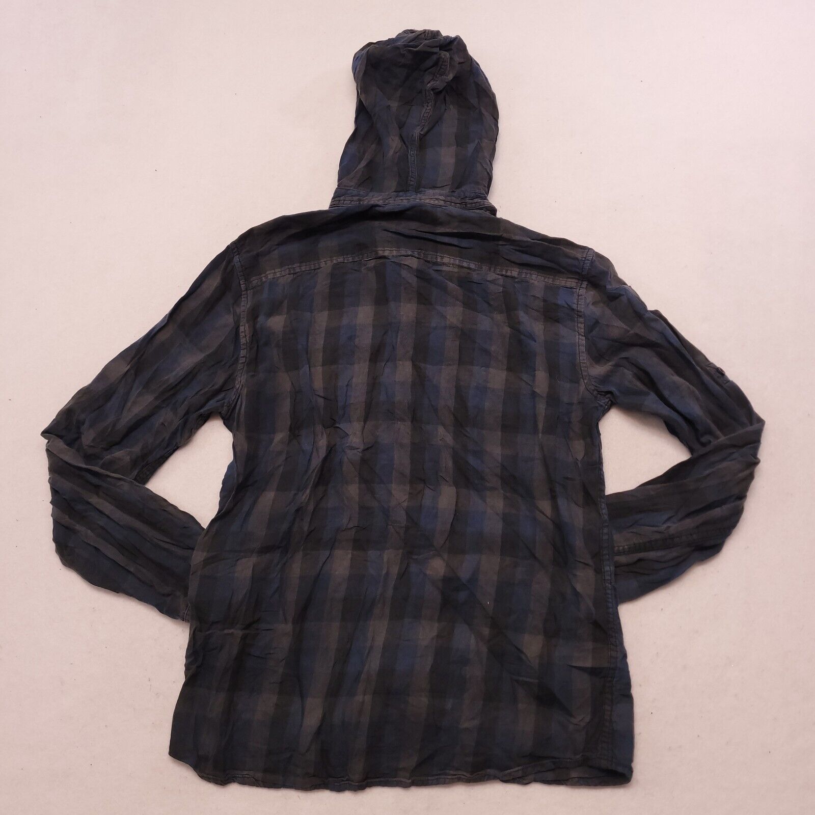 Helix Helix Casual Button Up Hoodie Mens Size Medium M Blue Plaid Size US M / EU 48-50 / 2 - 11 Thumbnail