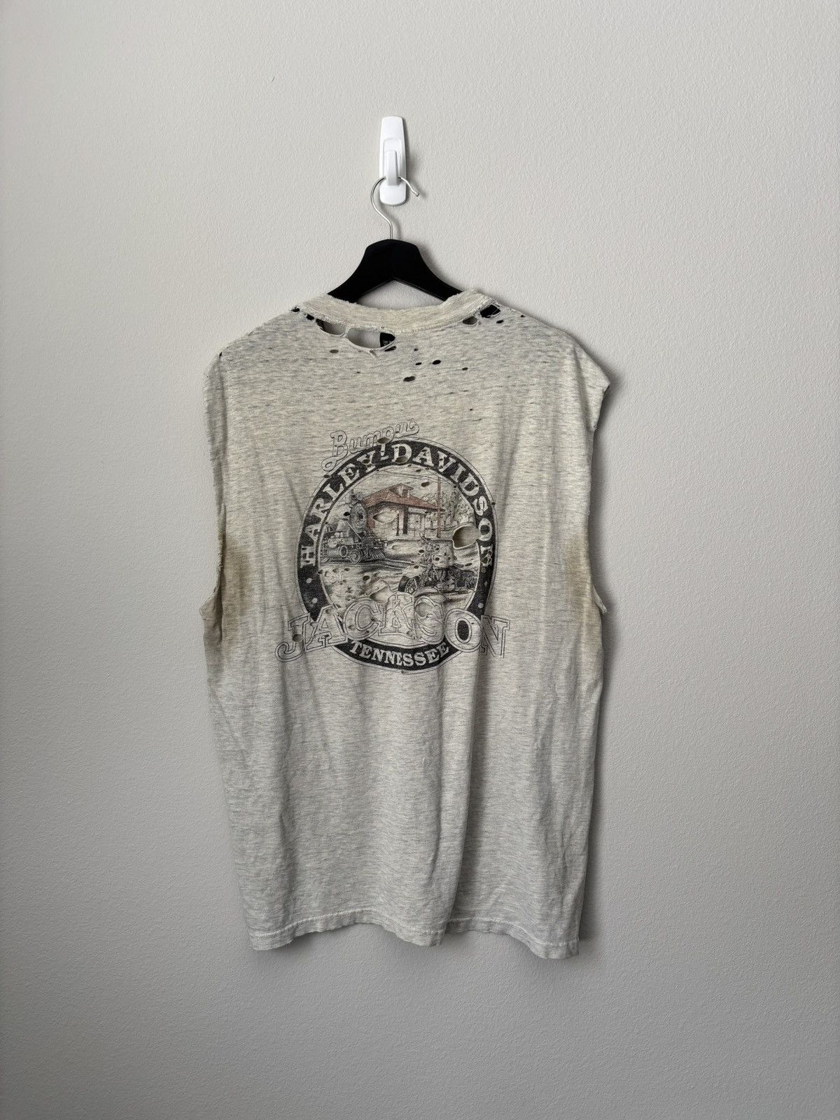 Harley Davidson Vintage Harley-Davidson Thrashed Biker Sleeveless Tee Size US M / EU 48-50 / 2 - 2 Thumbnail