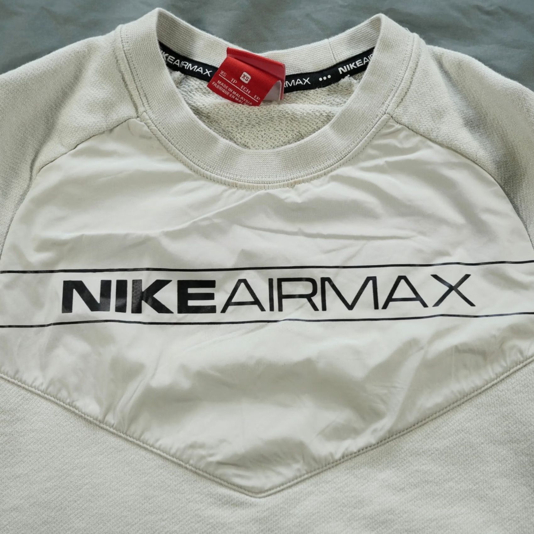 Nike VINTAGE Nike Sweatshirt Mens XS Beige Air Max Big Logo Spell Out Sweater Pullover Size US XS / EU 42 / 0 - 5 Thumbnail