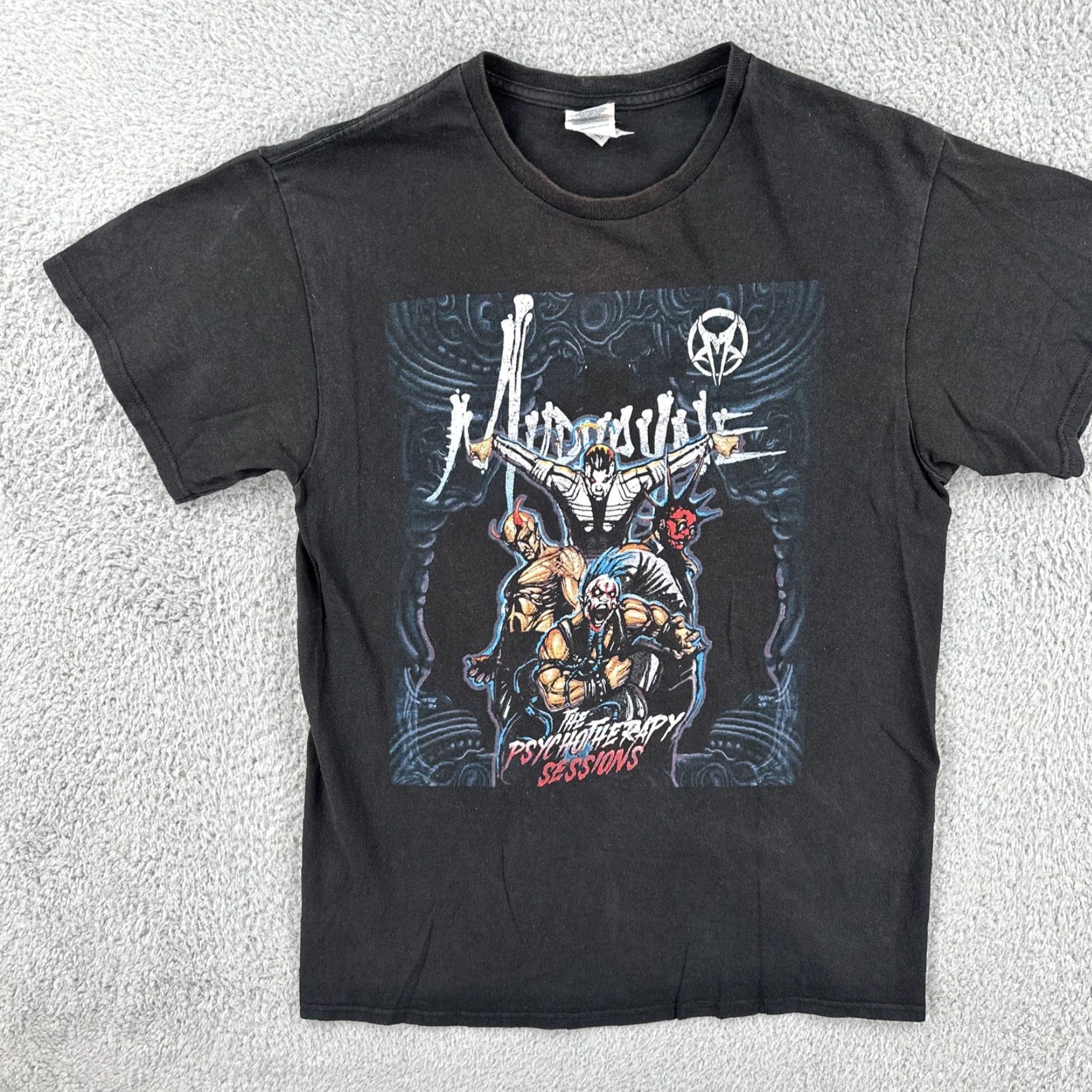 Delta VINTAGE Delta Medium Black T Shirt Muduayne The Psychotherapy Sessions Metal Rock Tour Size US M / EU 48-50 / 2 - 3 Thumbnail