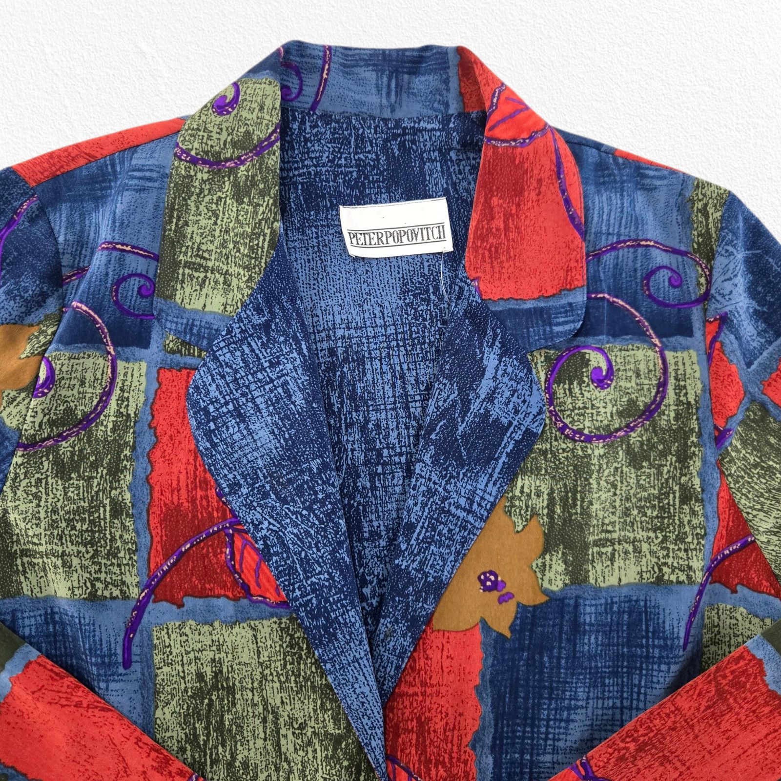 Vintage Vintage Patchwork Blazer Jacket Size Large Bold Fall Floral Size L / US 10 / IT 46 - 3 Thumbnail