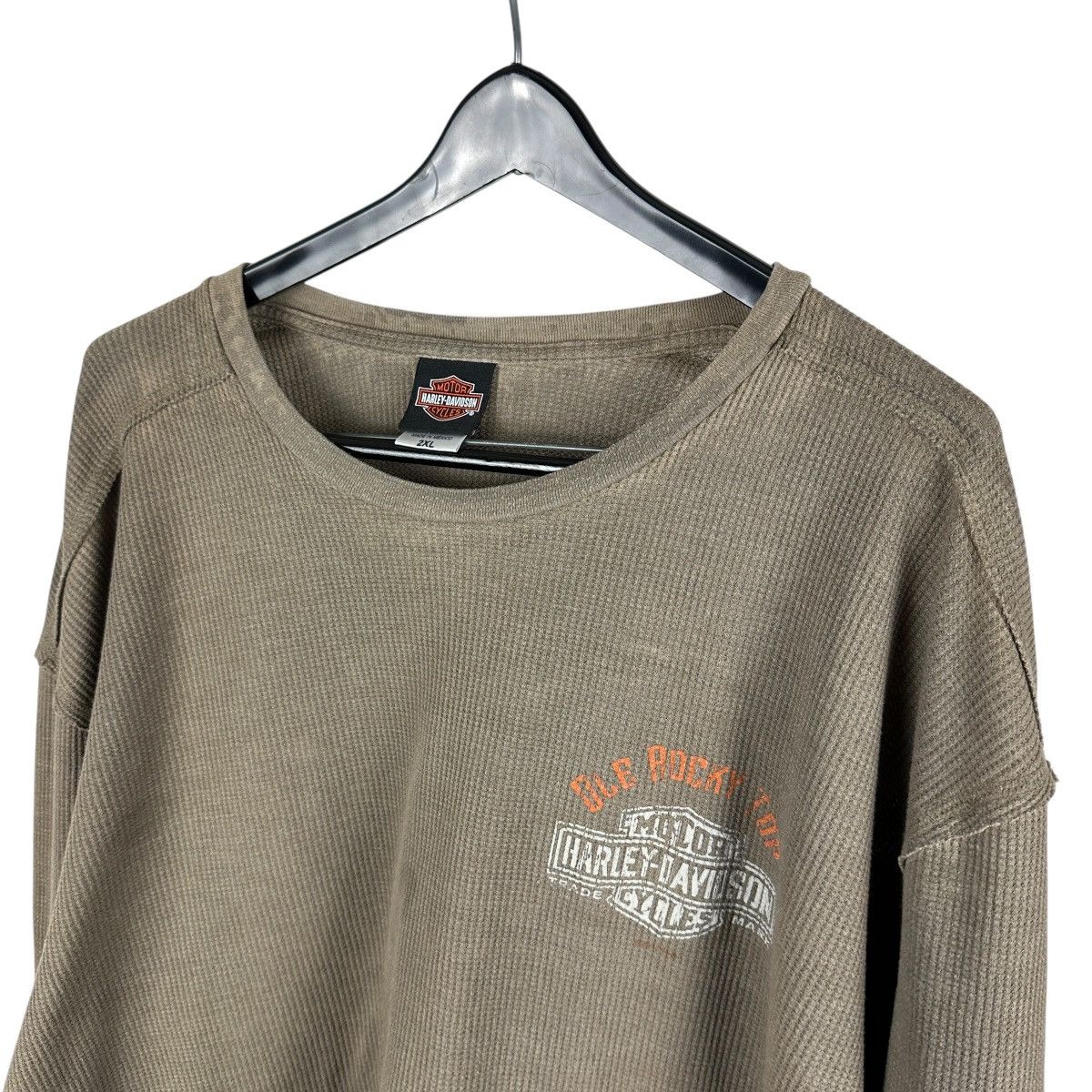 Harley Davidson Mens Y2K Harley Davidson Waffle Knit Tennessee Shirt Size US XXL / EU 58 / 5 - 8 Thumbnail
