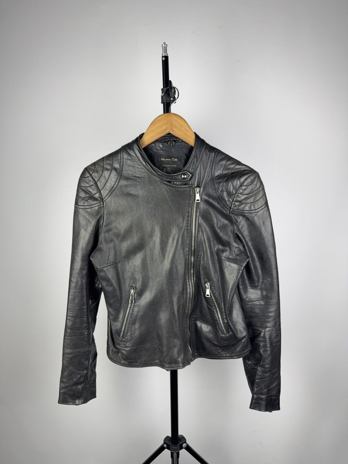 Massimo Dutti Vintage Genuine Leather MOTO BIKER Bomber Jacket Rock Punk Size L / US 10 / IT 46 - 1 Thumbnail