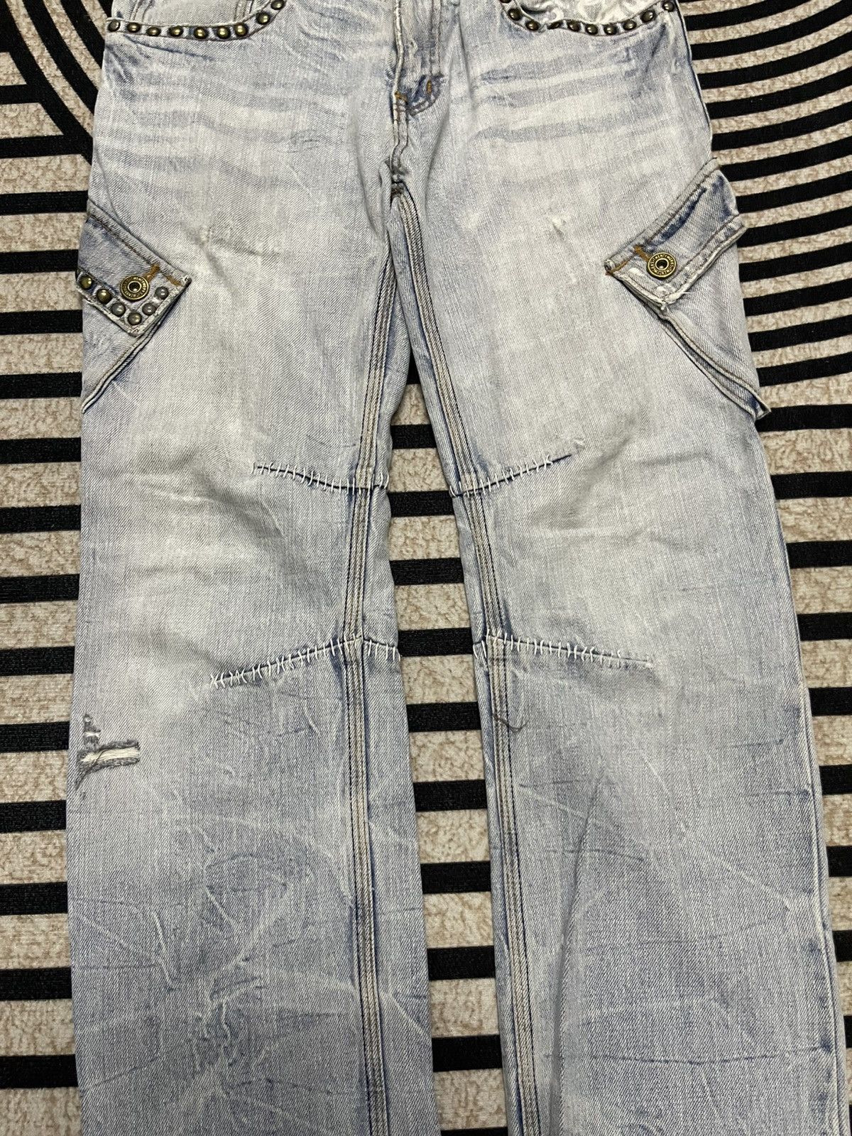Beauty Beast 2000s TWENTY WORKS STUDDED SIDE POCKET JEANS RARE Size US 31 - 5 Thumbnail