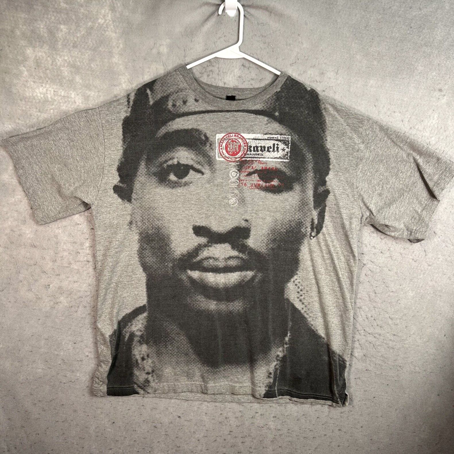 Image of Vintage Tupac Makaveli 2Pac Rap Tee T Shirt Adult 2Xl Gray Rapper Mens in White