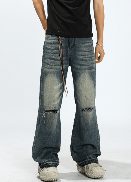 Japanese Brand × Jean American retro washed distressed loose ripped jeans Size US 32 / EU 48 - 1 Thumbnail
