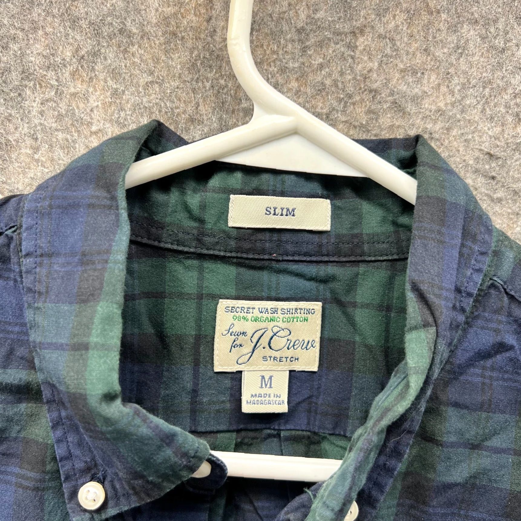 J.Crew VINTAGE: No J.CREW Shirt Button-Up Plaid Flannel Green Blue Tart an Classic Collar 40 in Chest Regular Fit M Adult Medium Mens Size US M / EU 48-50 / 2 - 6 Thumbnail