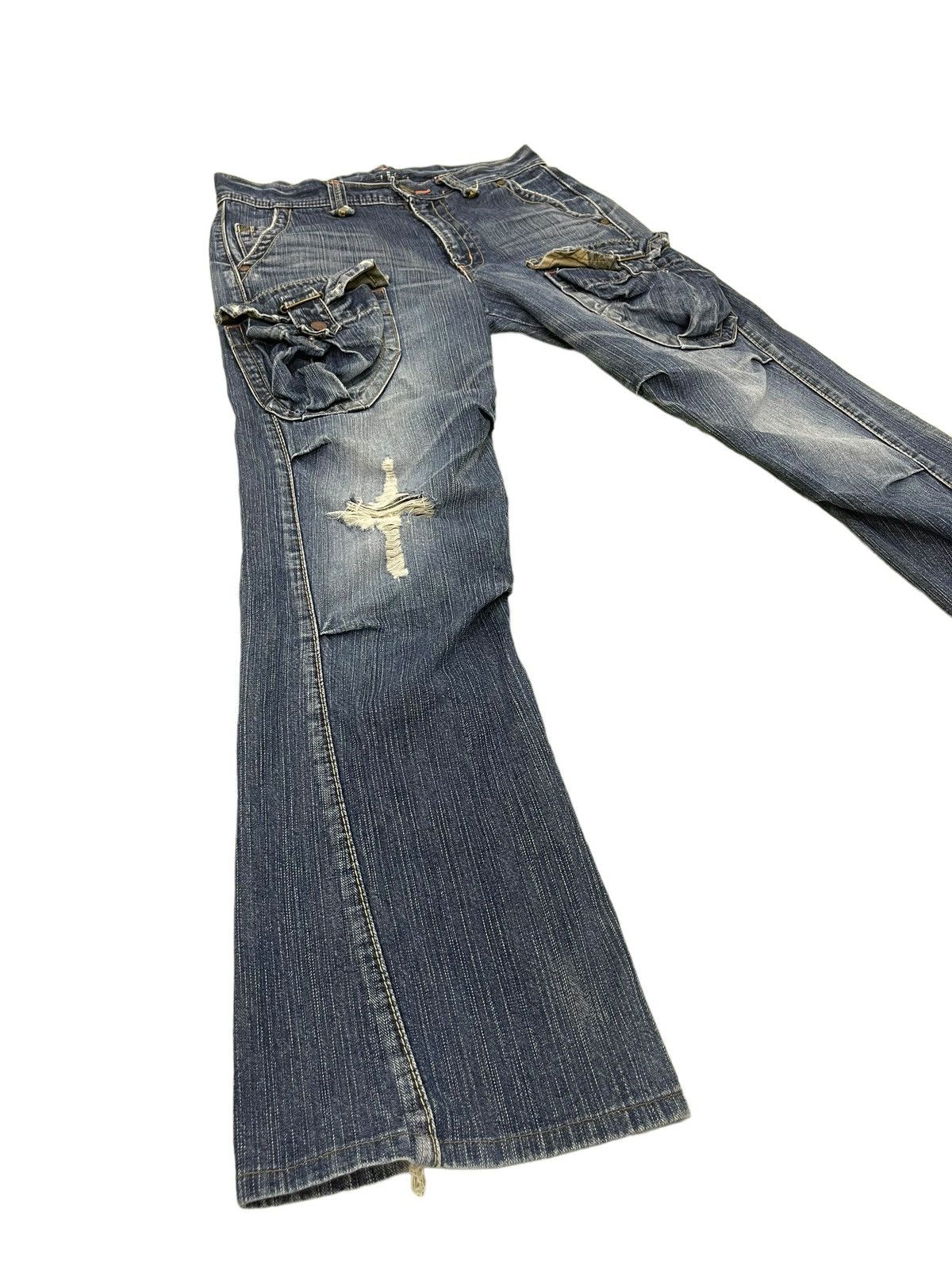 Japanese Brand Flare Jeans Edwin Cargo Faded Distress Boot Cut 8🟦8 Size US 32 / EU 48 - 1 Thumbnail