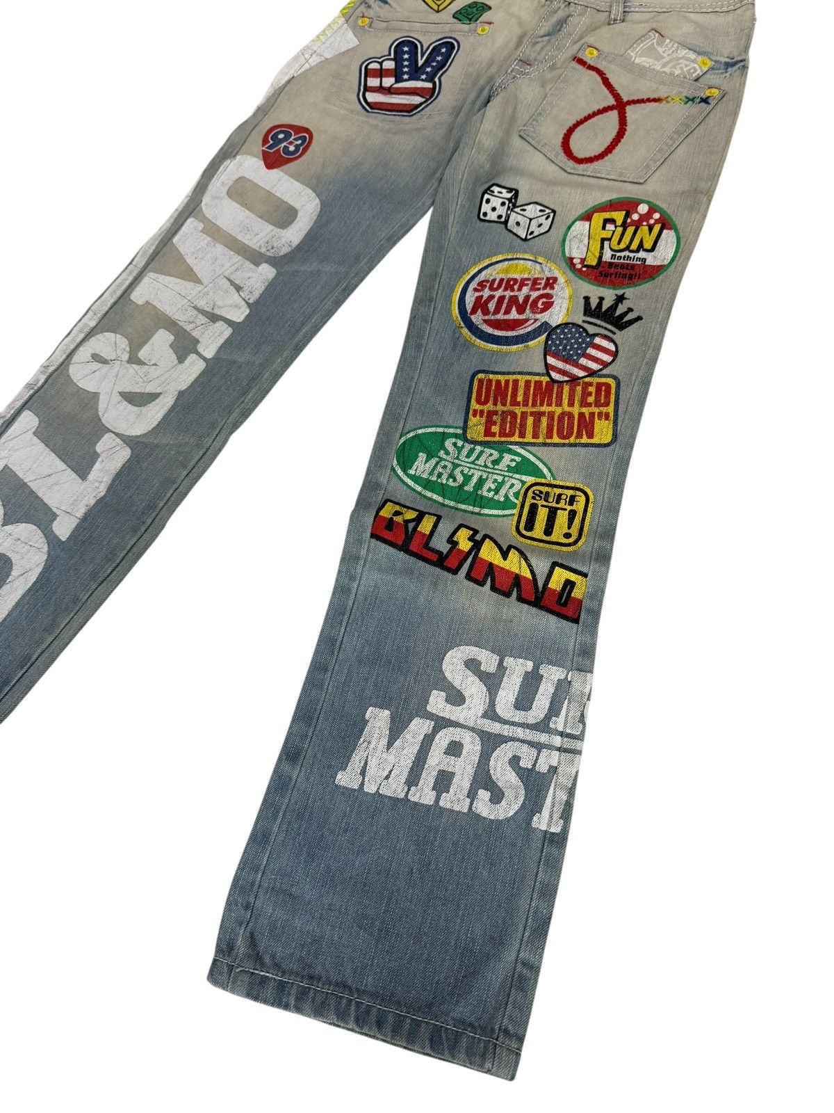 Japanese Brand Y2K Blue Moon Blue Denim Jeans Design Art Hippie Style Size US 28 / EU 44 - 9 Thumbnail