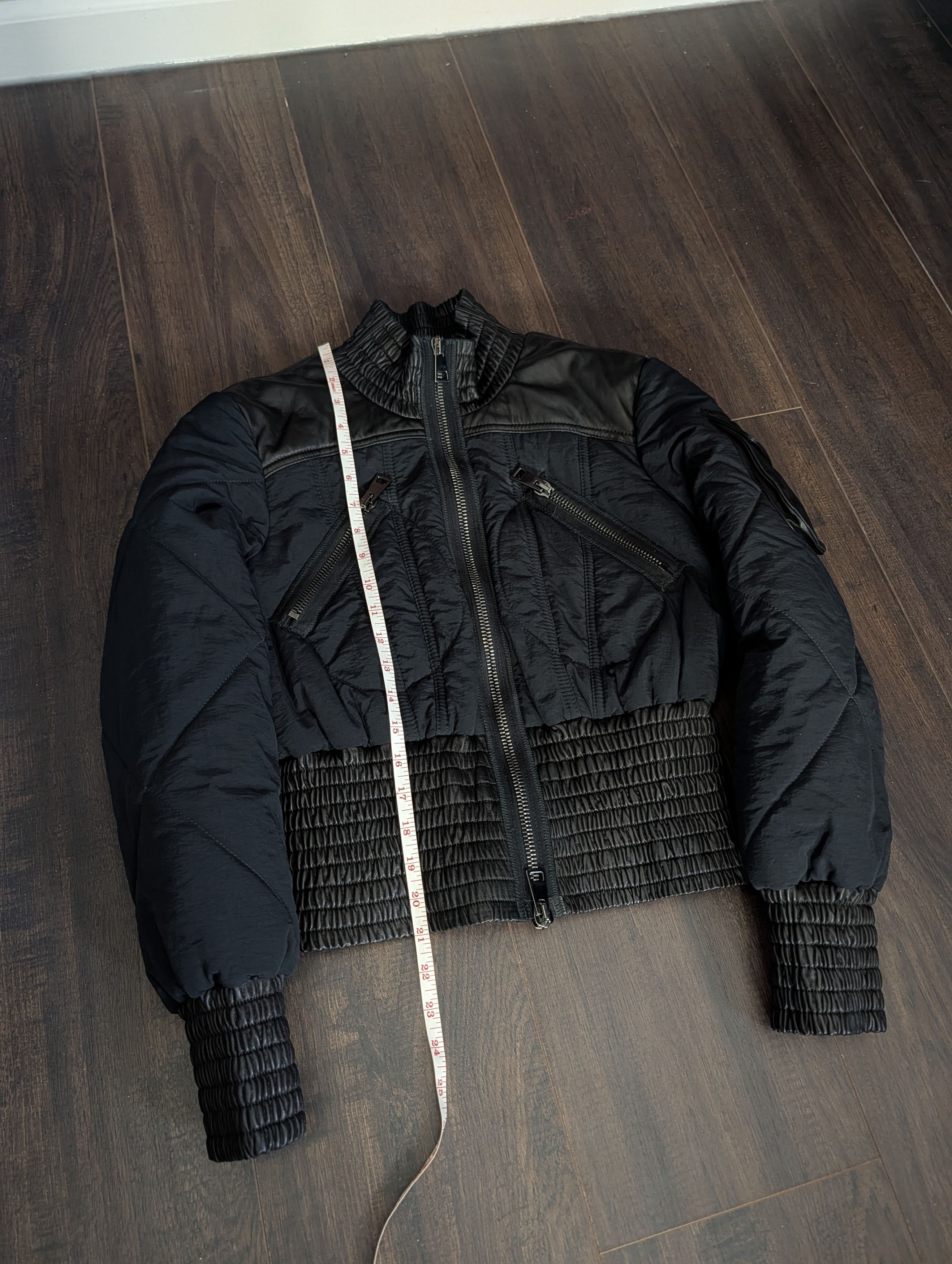Italia Independent RONCARATI Lamb Leather Quilted Nylon Cropped Bomber Size M / US 6-8 / IT 42-44 - 21 Thumbnail