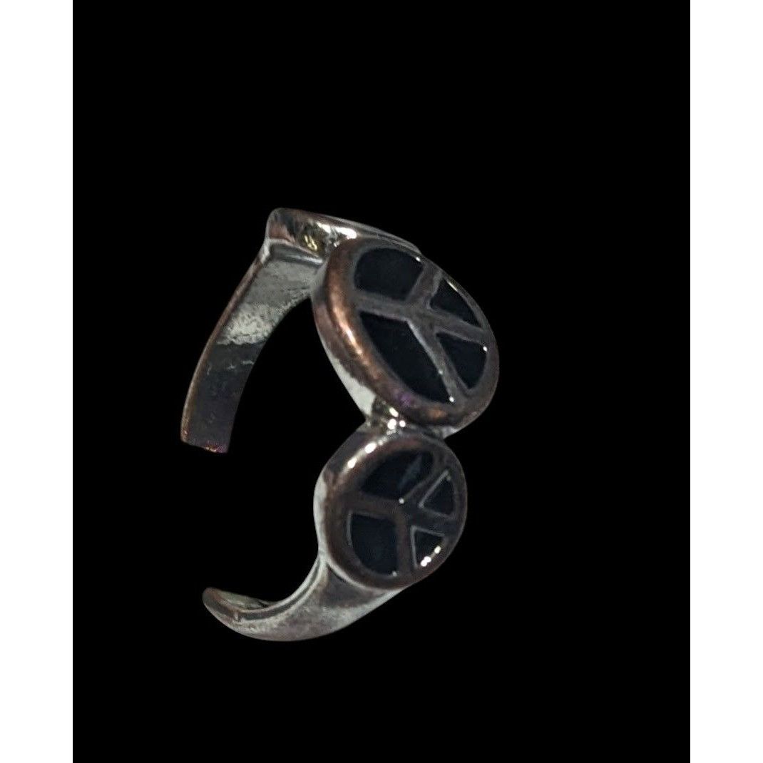 Other 90s Style Triple Peace Sign Black And Silver Tone Enamel Fil Size ONE SIZE - 7 Thumbnail