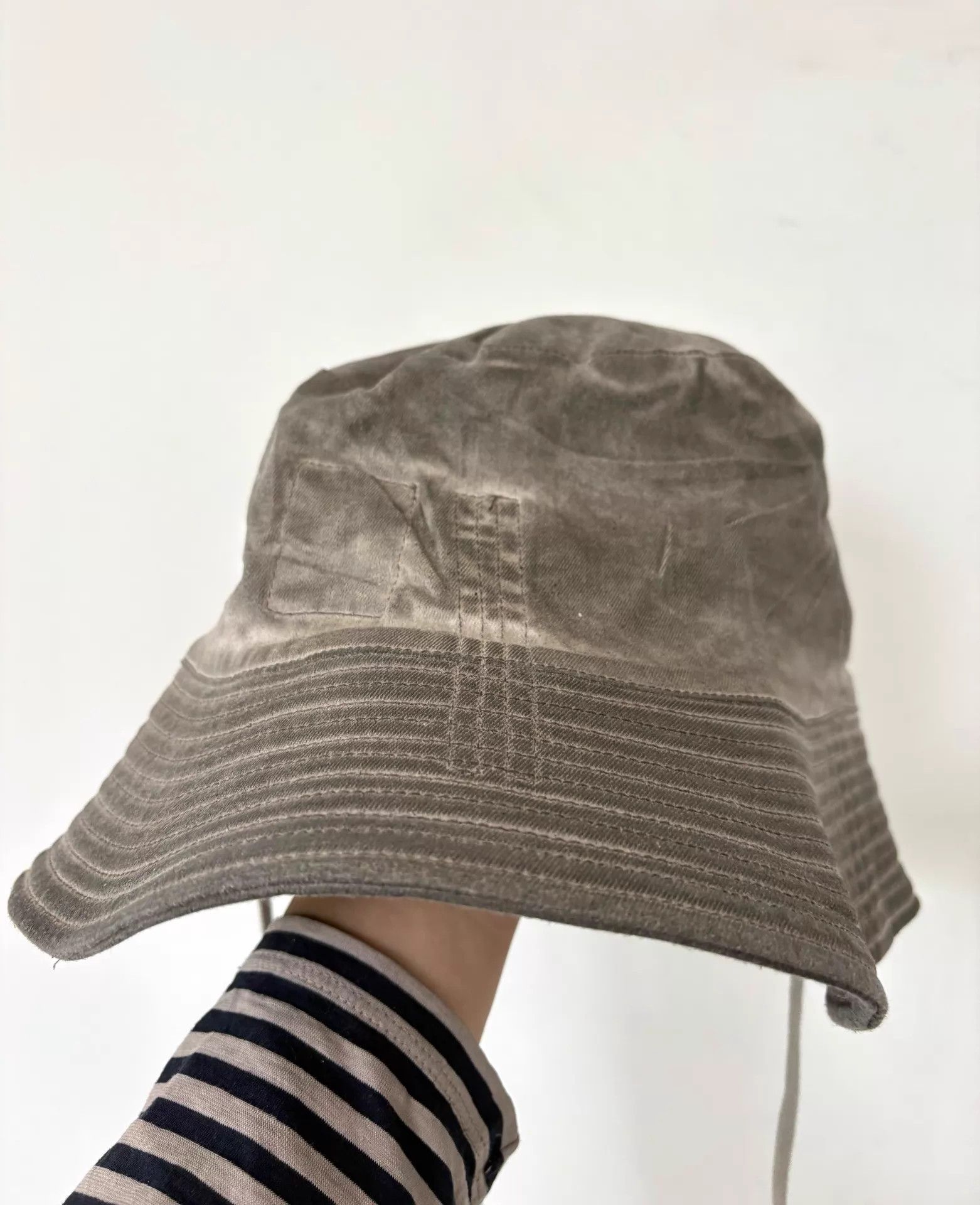 Rick Owens Rick Owens Drkshdw men's distressed gray bucket hat L Size ONE SIZE - 3 Thumbnail