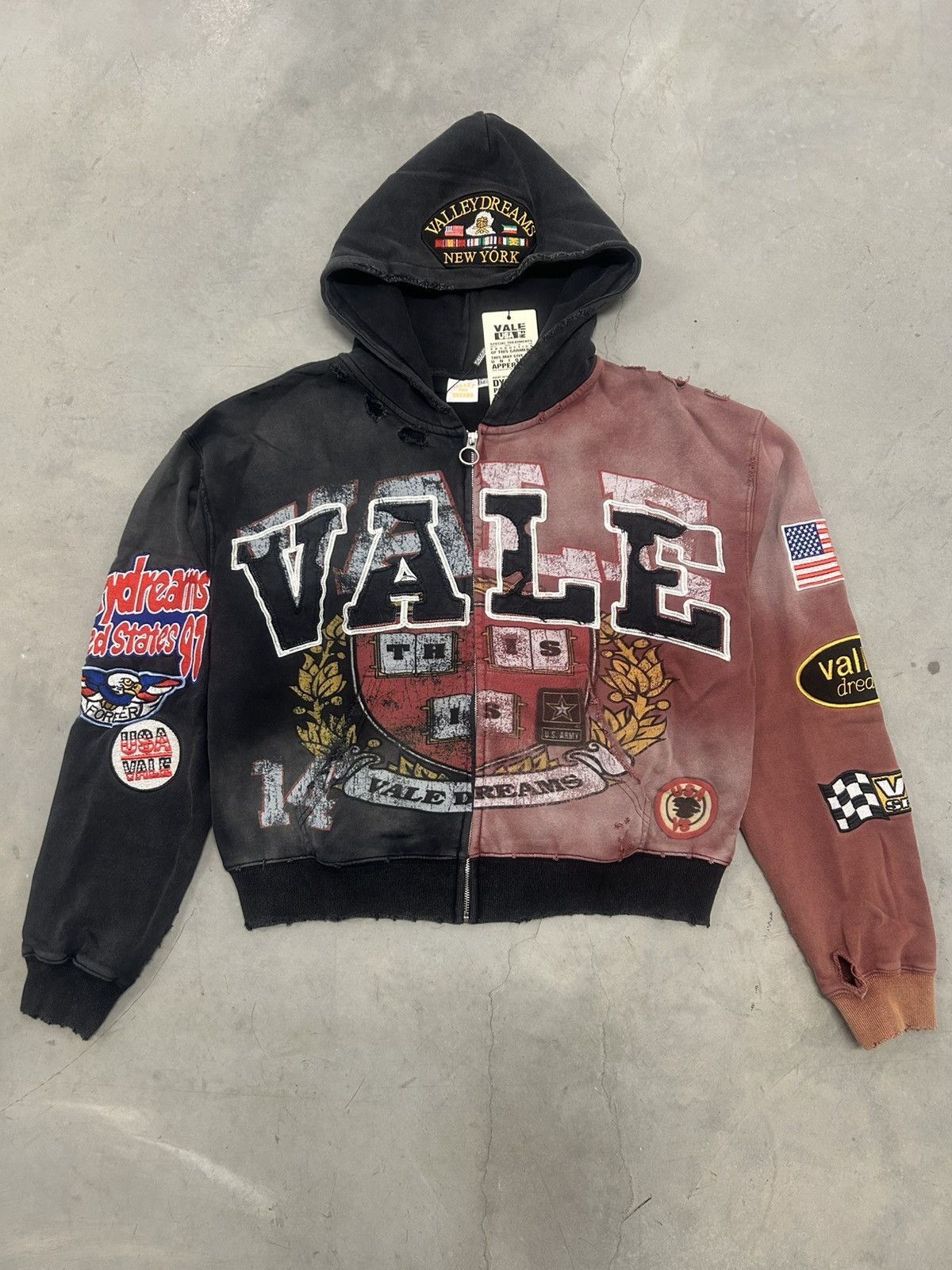 Vale Forever Valley Dreams Black Red Two-Face Zip Up Hoodie