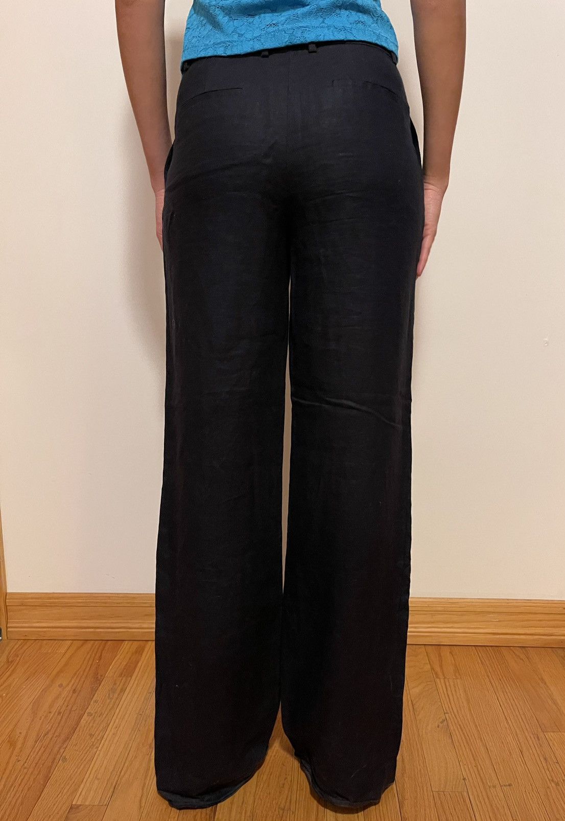 Lafayette 148 Lafayette 148 Black Linen Wide-Leg Trousers-Size: S Size 26" / US 2 / IT 38 - 3 Thumbnail