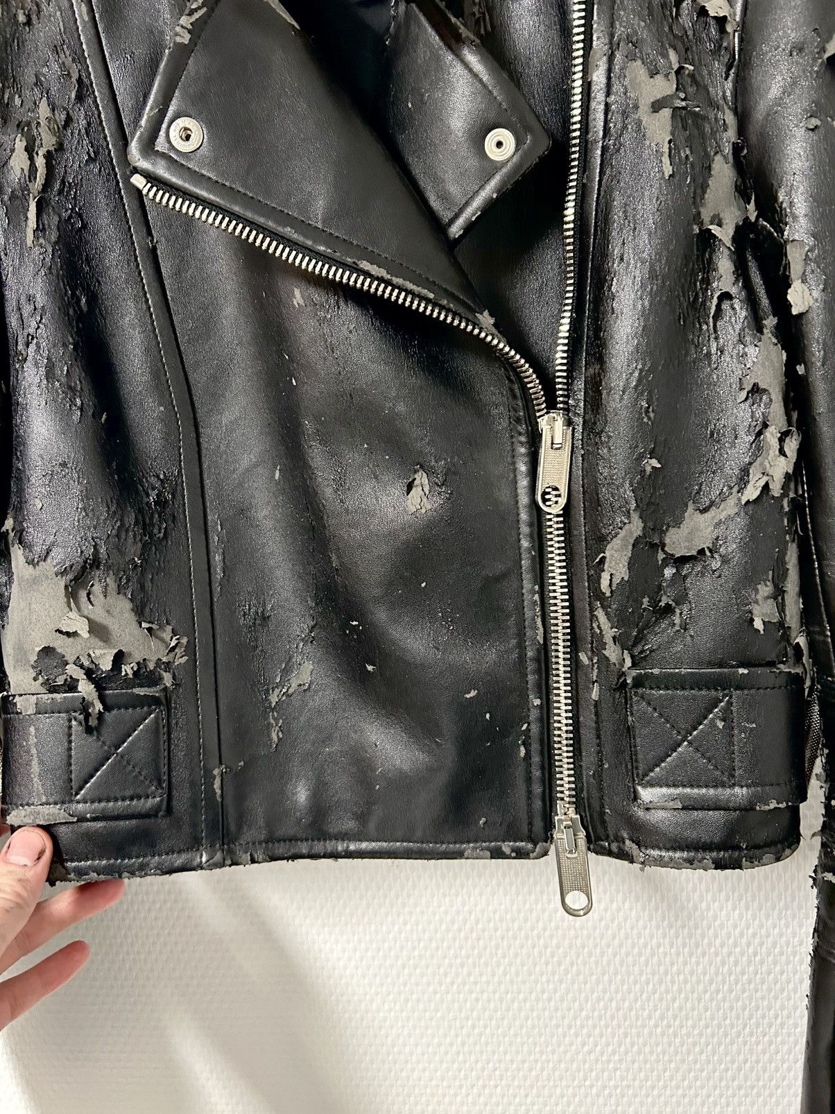 Balenciaga 2017 1/1 Sample Distressed Leather Biker Jacket Size US XS / EU 42 / 0 - 8 Thumbnail