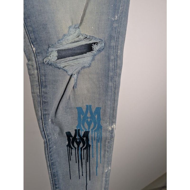 Amiri o1rshd1 MA Drip Skinny Denim Jeans in Light Indigo 32 Size US 32 / EU 48 - 8 Thumbnail