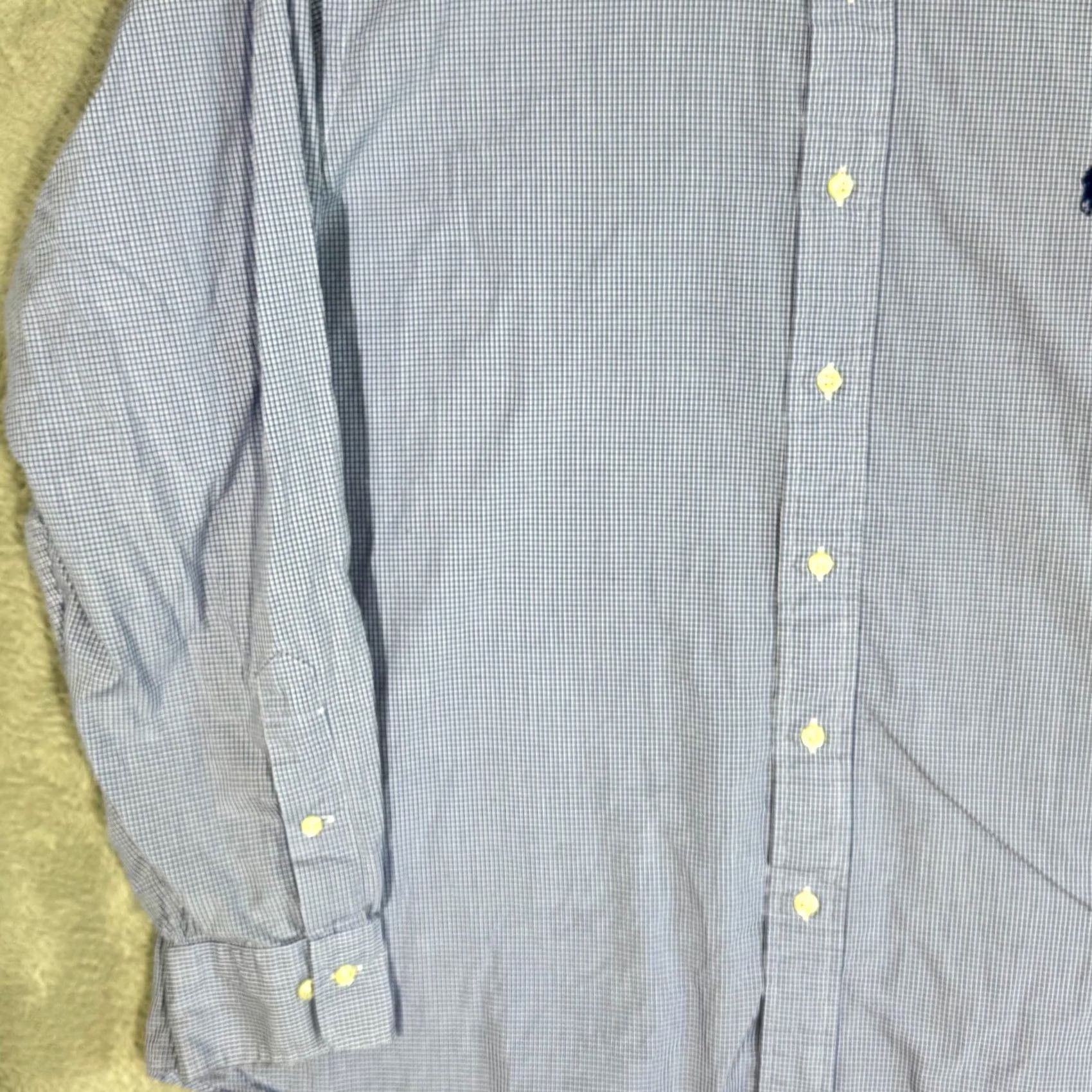 Polo Ralph Lauren Polo Ralph Lauren Andrew Dress Shirt Men’s 17 Blue 100% Cotton Size 46R - 3 Thumbnail