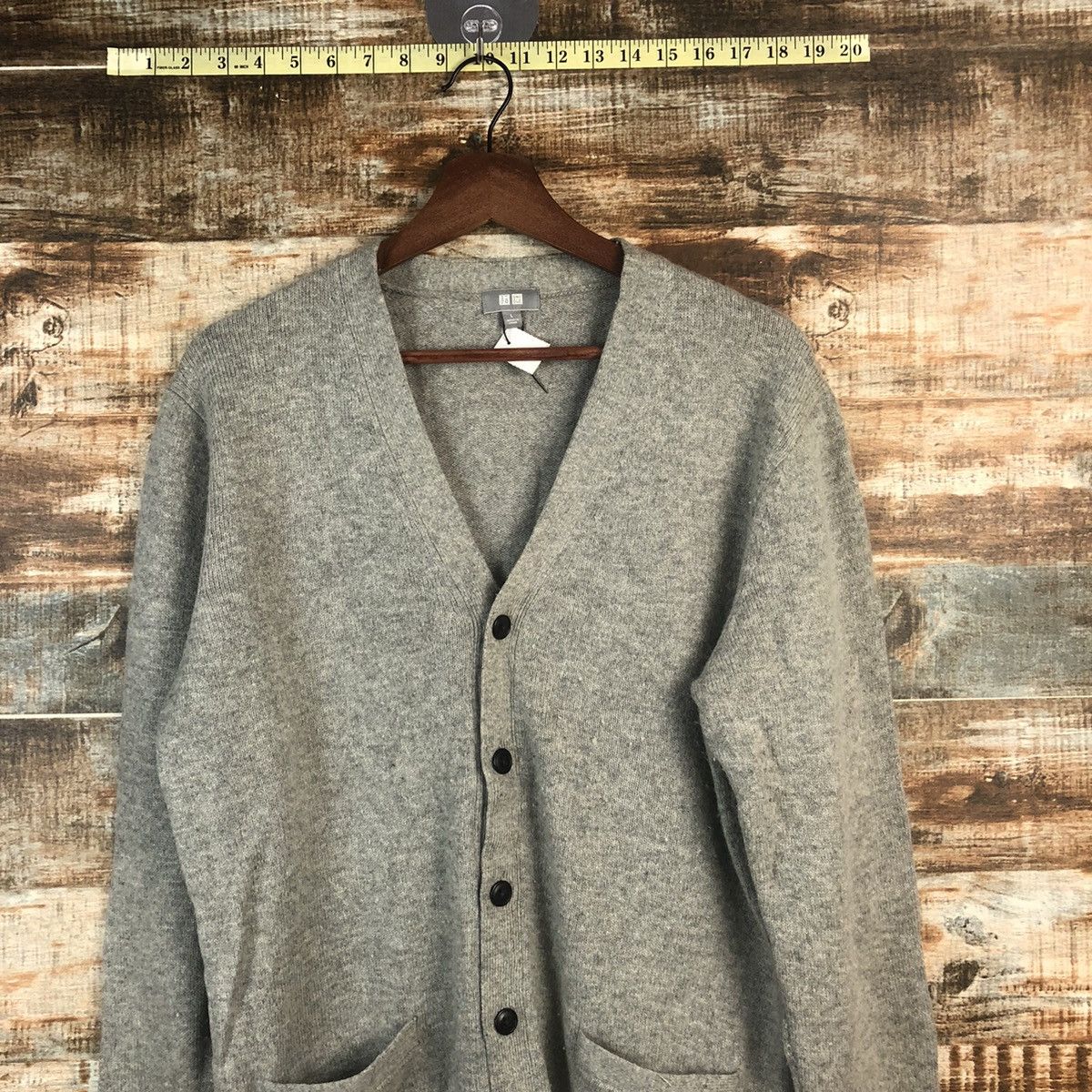 Aran Isles Knitwear × Uniqlo DL Uniqlo japan vintage Gray Cardigan Knitwear #C592 Size US M / EU 48-50 / 2 - 2 Thumbnail