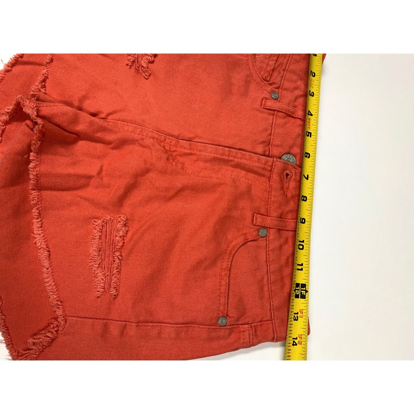 Denime Refuge Womens Shorts 0 orange Denim Casual 26in Waist Cotton Button Front Flat Front Mid Rise Regular Stretch Size 26" / US 2 / IT 38 - 5 Thumbnail