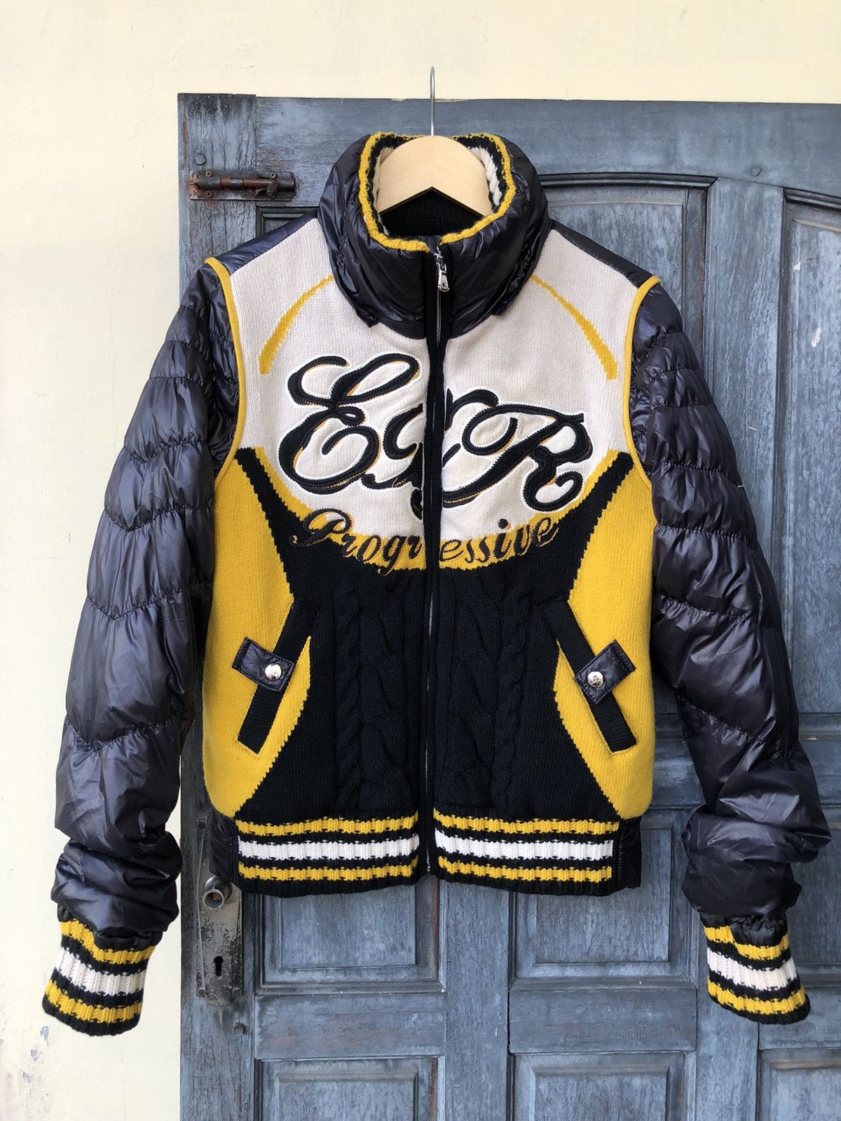 Japanese Brand Exr Progressive Zipper Up Knit Puffer Streetwear Winter MOTO Size US M / EU 48-50 / 2 - 5 Thumbnail