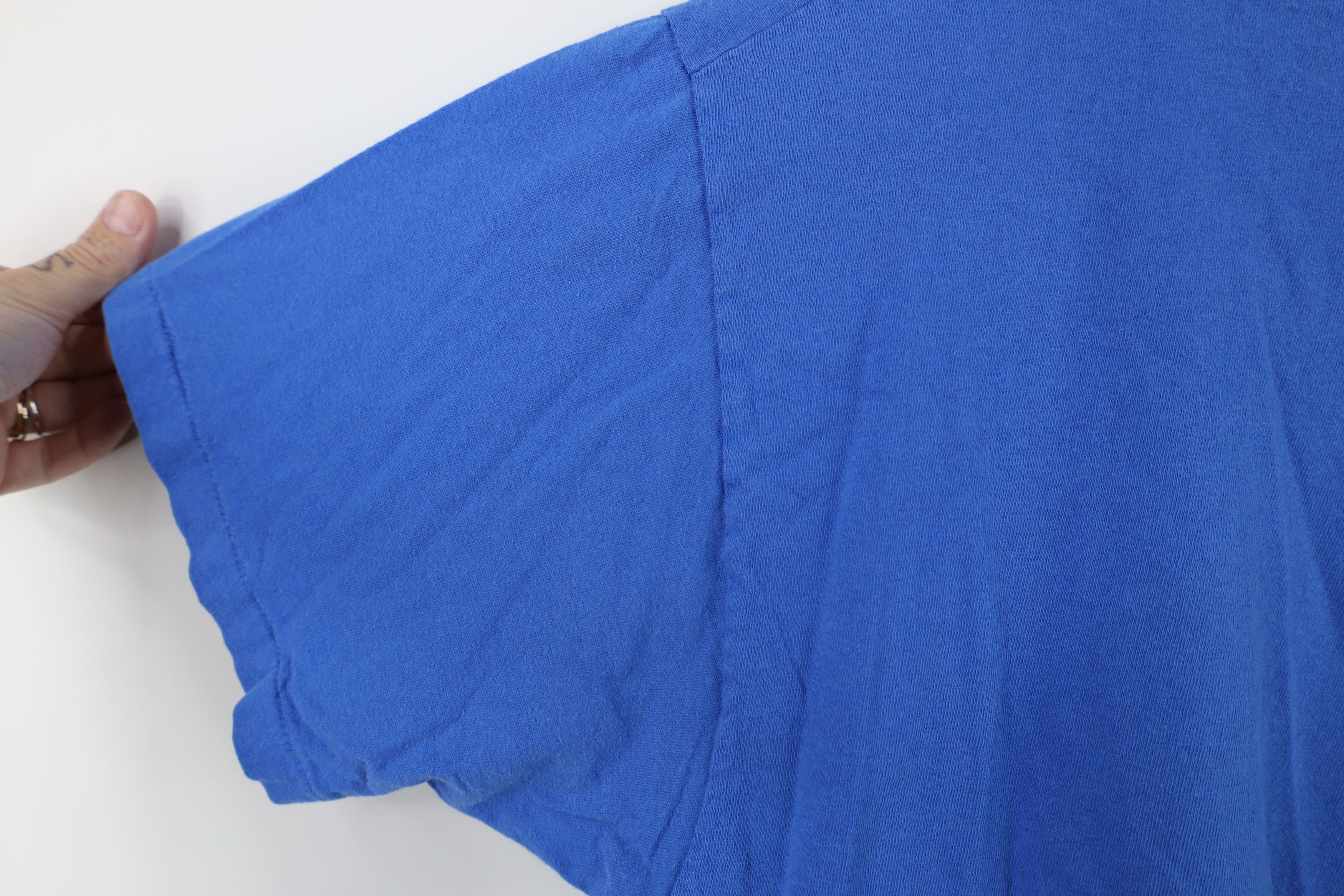 Hanes Vintage 90s Hanes Blank Cotton Pocket T-Shirt Royal Blue Size US XL / EU 56 / 4 - 8 Thumbnail
