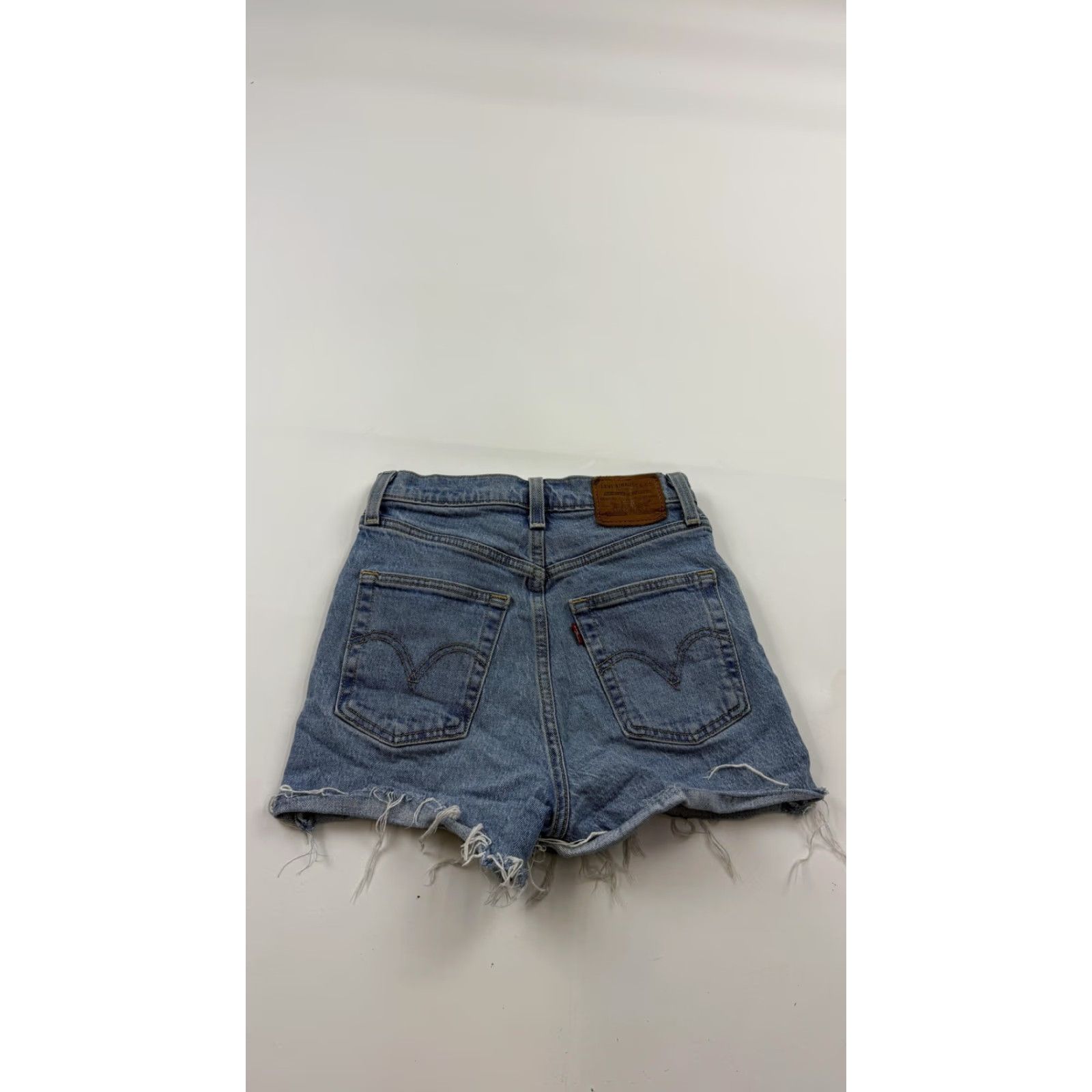 Levi's Levi's Womens Shorts 24 Blue Ribcage High Rise Button Fly Distressed Raw Hem Cut-Off Casual Denim Size 42" / US 20 - 7 Thumbnail