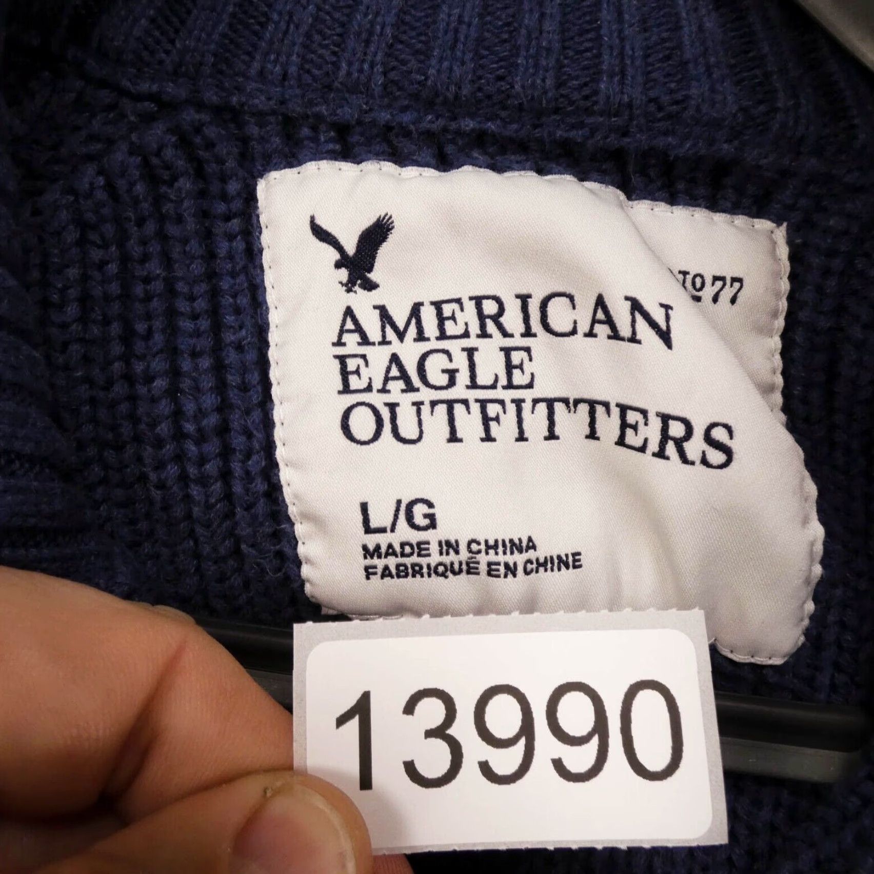 American Eagle Outfitters American Eagle Sweater Womens Large Cable Knit Blue w Henley Button Collar Size L / US 10 / IT 46 - 7 Thumbnail