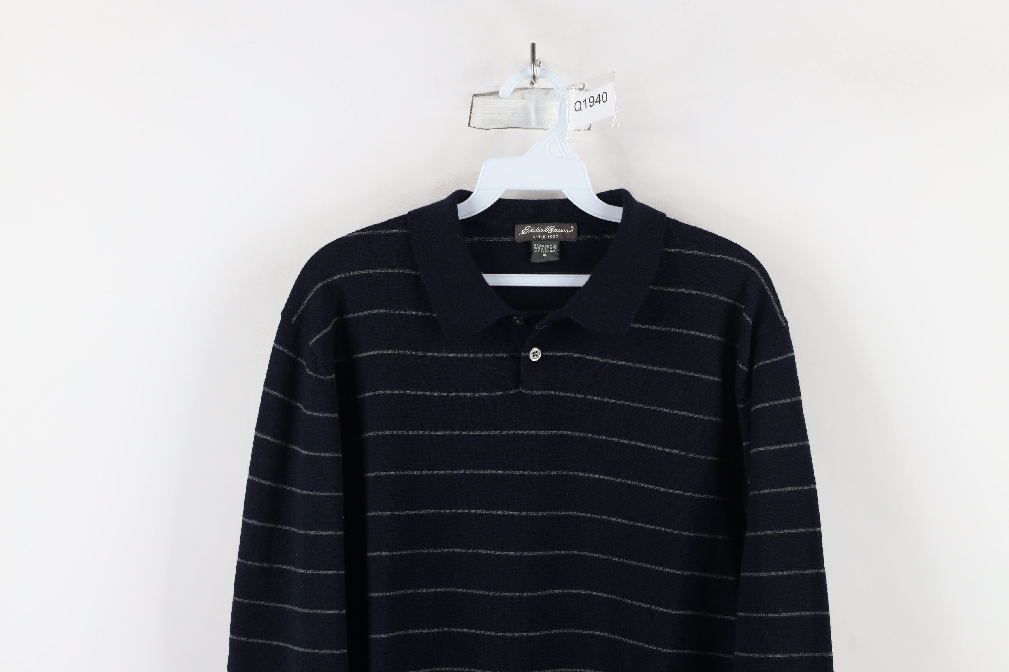 Eddie Bauer × Vintage Vintage 90s Eddie Bauer Merino Wool Knit Collared Sweater Size US XL / EU 56 / 4 - 2 Thumbnail