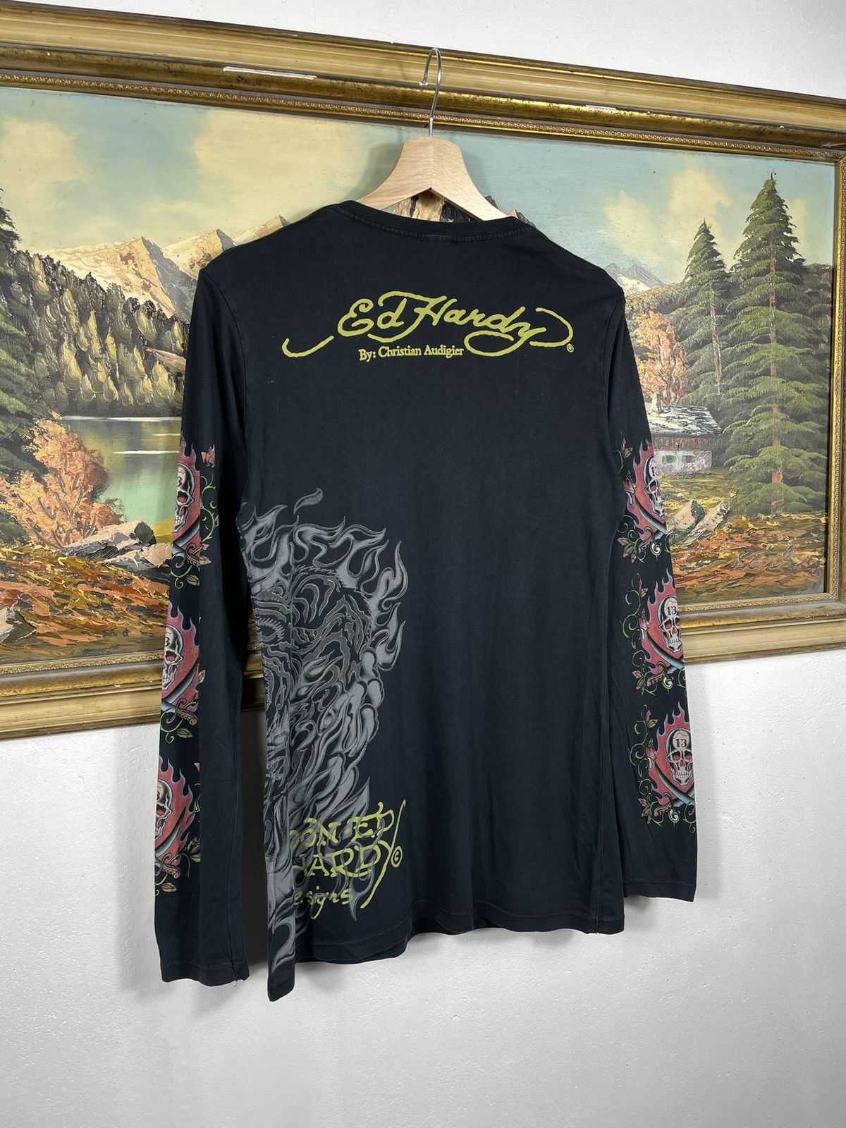 Christian Audigier × Ed Hardy × Vintage Ed Hardy Retro 00s LS Hiphop Rap Swag Drip Affliction Grunge Size US XS / EU 42 / 0 - 7 Thumbnail