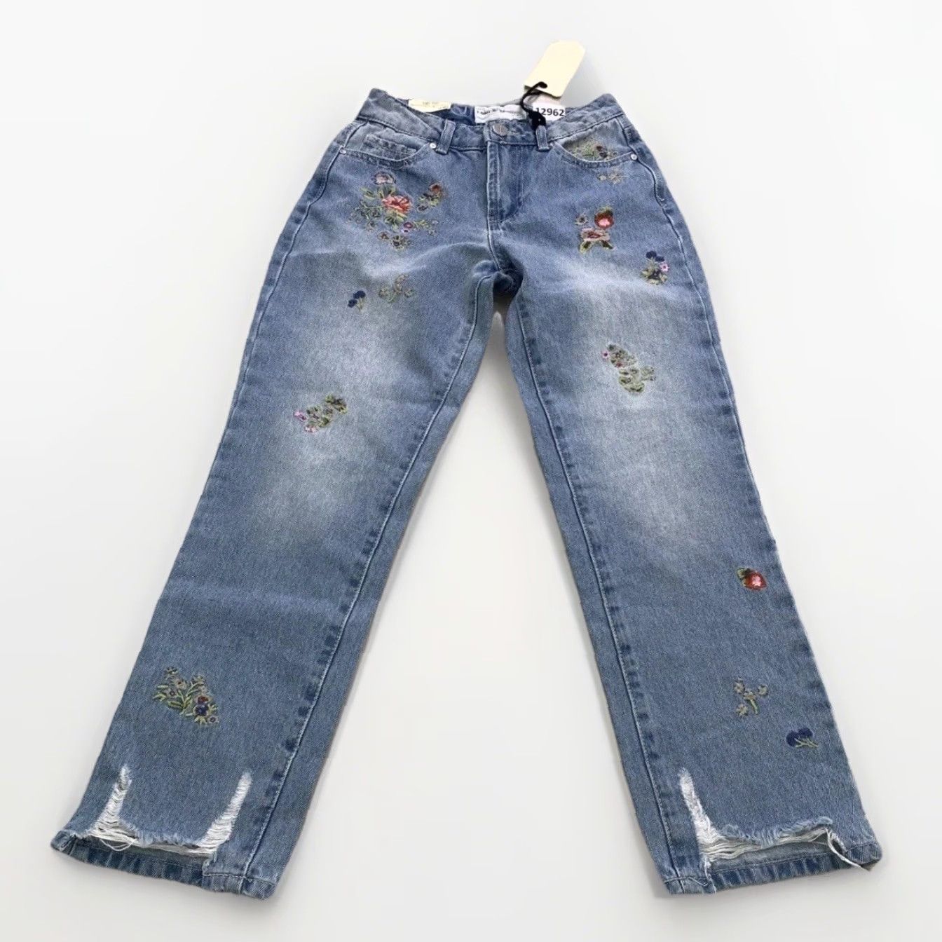 Vintage Banjara High Rise Embroidered Floral Distressed Denim Cropped Jeans NWT 0/23 Size 25" / US 0 / IT 36 - 3 Thumbnail