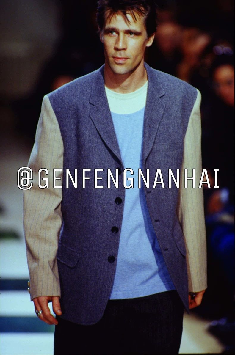 Yohji Yamamoto Yohji Yamamoto size s 93aw tweed paneled suit 2501-Nextarro Size 38R - 3 Thumbnail