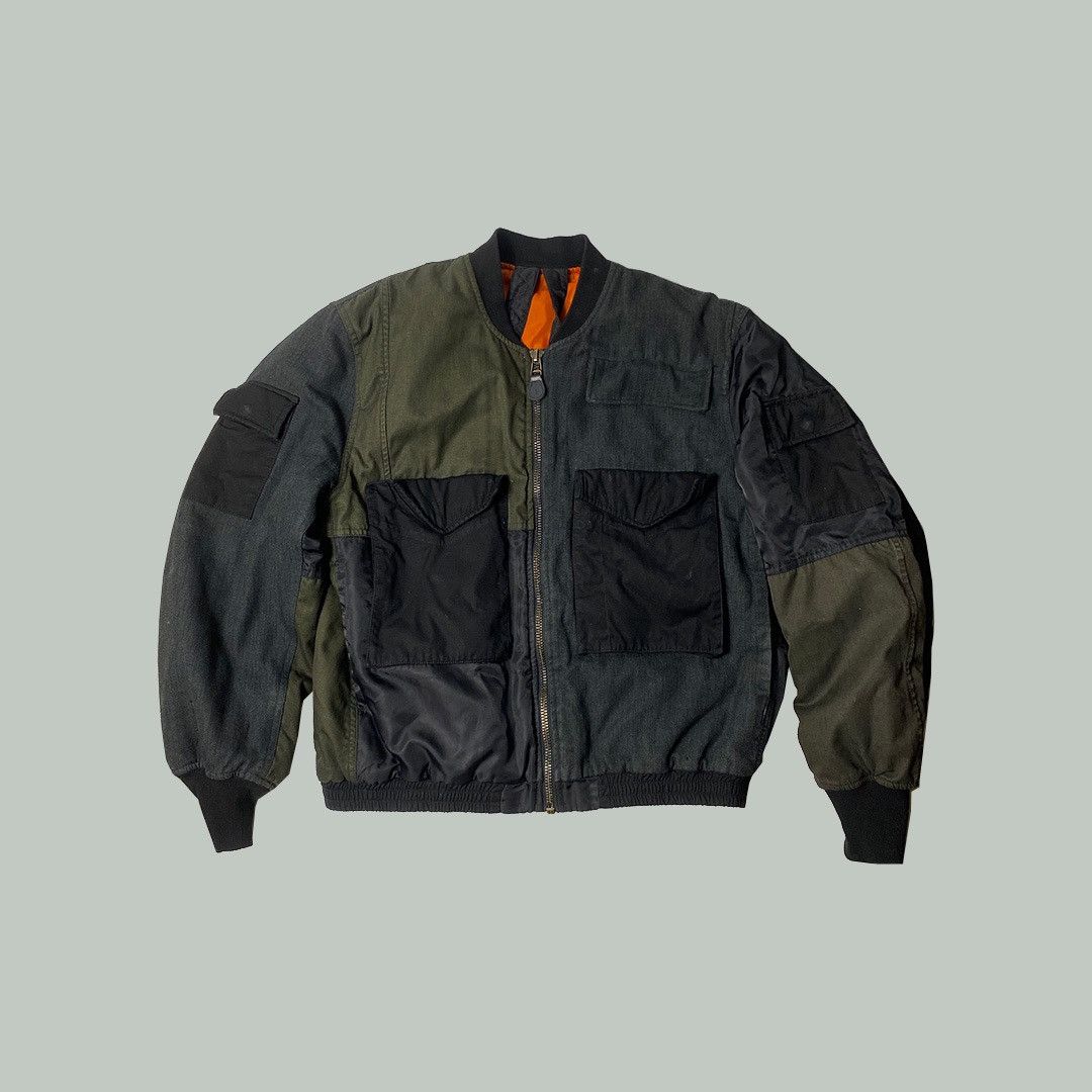 image of Maharishi Patchwork Bomber Jacket in Black, Men's (Size Large)