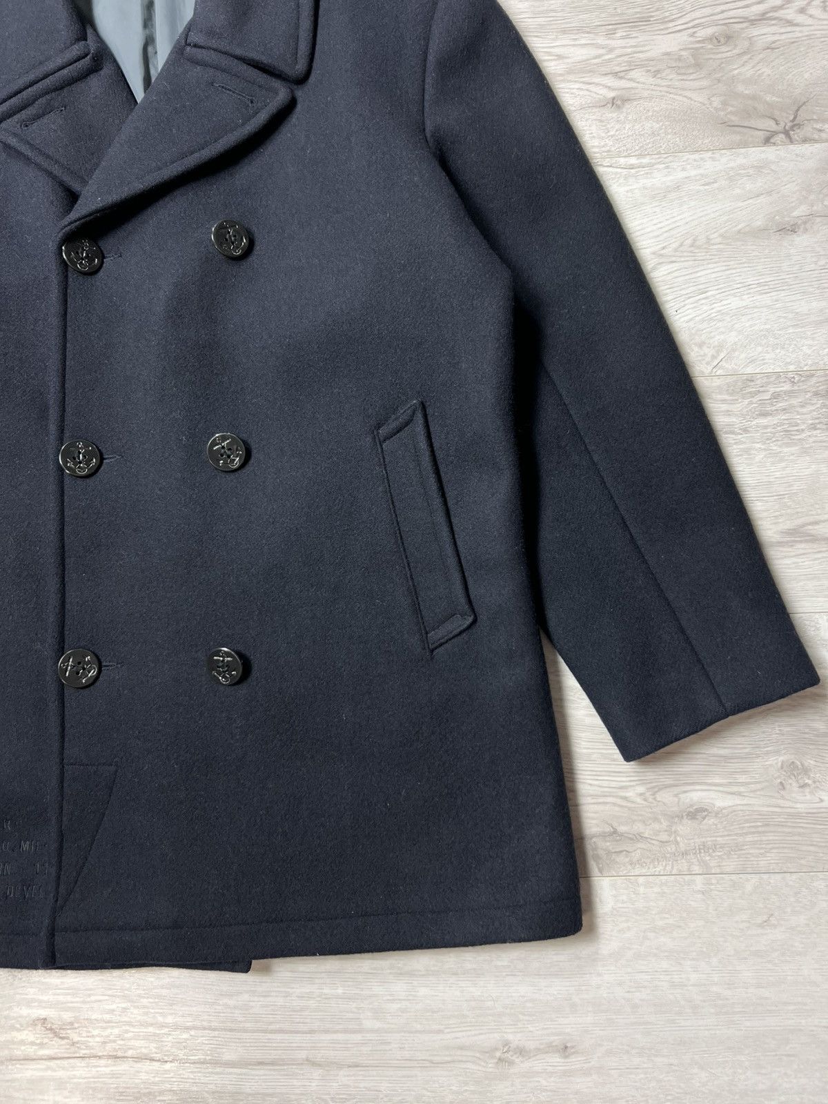 G-Star Rare G-Star RAW Wool Double Breasted Pea Coat Anchor Buttons Size US L / EU 52-54 / 3 - 5 Thumbnail