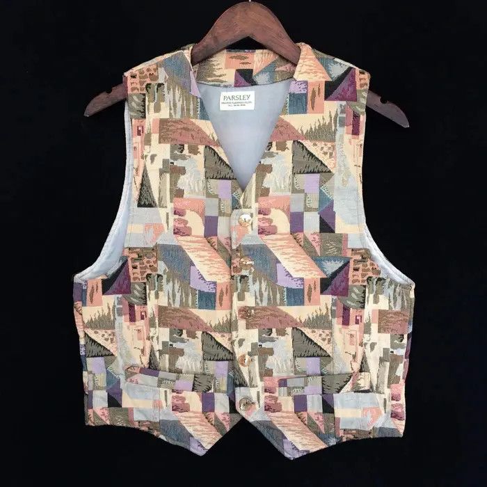 Vintage Vintage Parsley Patchwork Kapital Style Vest Size US M / EU 48-50 / 2 - 1 Thumbnail