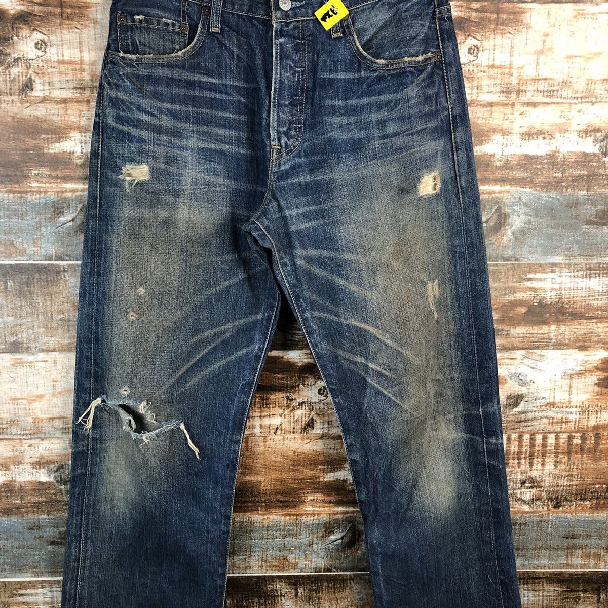 Levi's Levis 501 Blue Distressed ripped Denim jeans Pants #A2606 Size US 32 / EU 48 - 5 Thumbnail