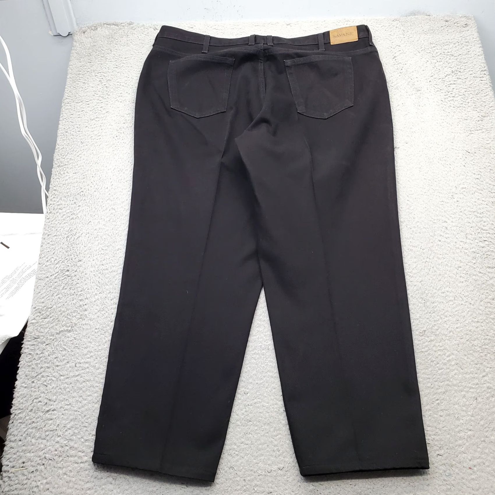 Savane Savane Mens Jeans 44x30 Black Denim Flat Front 5-Pocket Design Regular Size 44 Mens Color Black Jeans Size US 44 / EU 60 - 2 Thumbnail