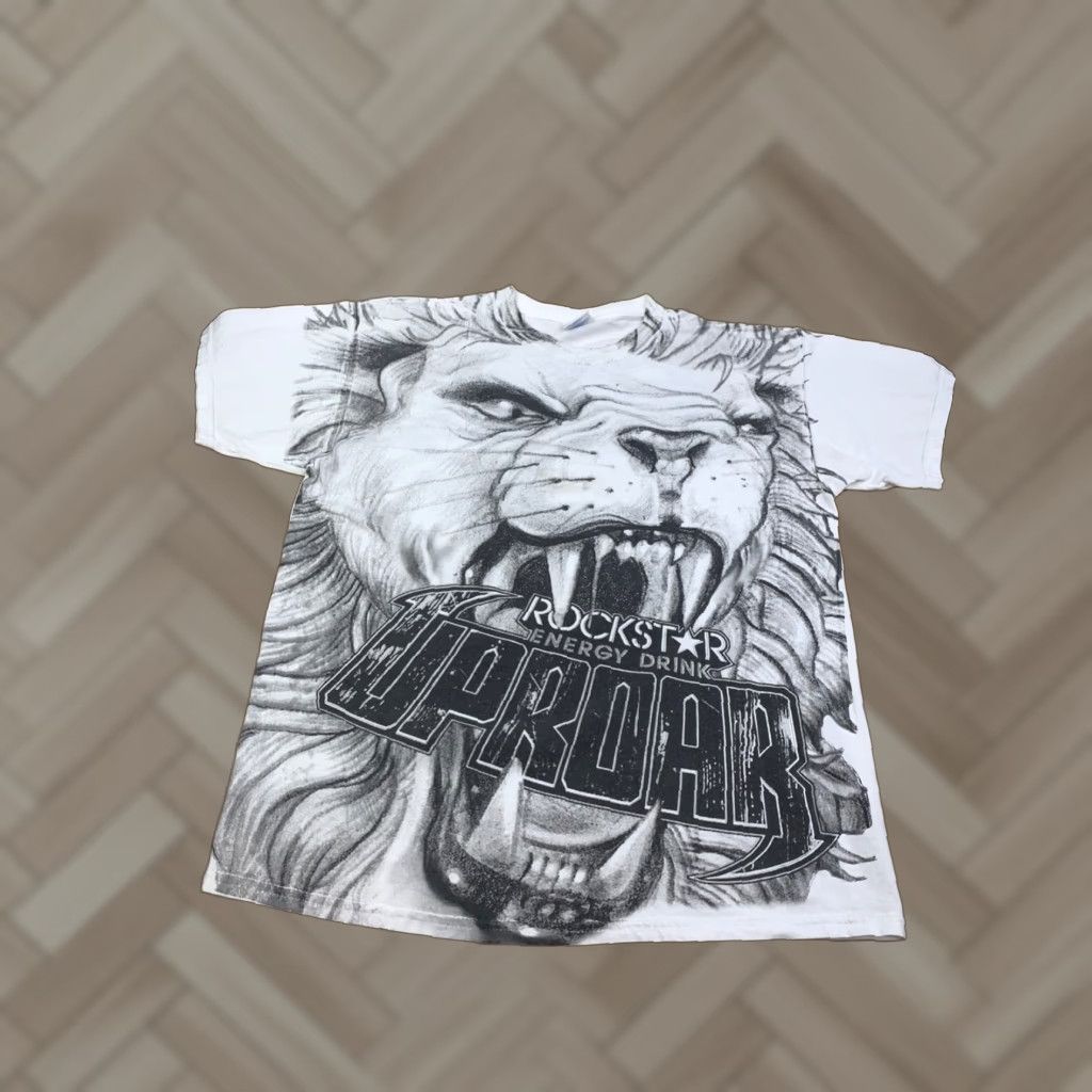 Vintage VINTAGE Rockstar Energy Drink 2010 Uproar Shirt Mens L White AOP Lion Y2K 11292 Size US L / EU 52-54 / 3 - 1 Thumbnail
