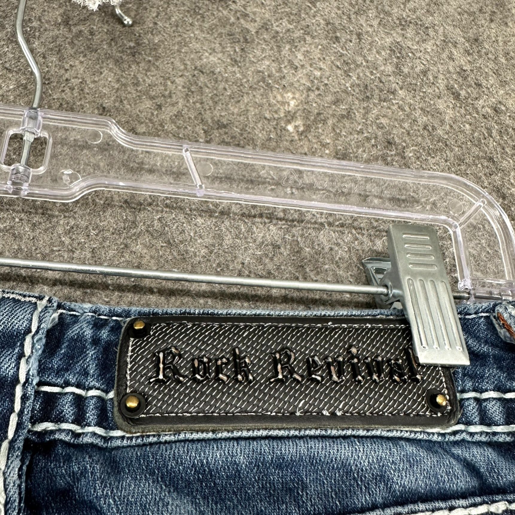 Vintage Rock Revival Jeans Womens 28 Blue Skinny Dark Wash Distressed Button Denim Cotton 29 Inseam Regular Inseam Womens Distressed Skinny Jeans Size 30" / US 8 / IT 44 - 7 Thumbnail