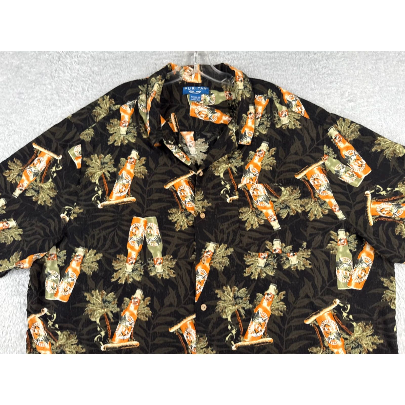 Vintage VINTAGE Puritan Shirt Men 3XL Black Floral Hawaiian Palm 100% Rayon Viscose Button-Up Collar Shirt Adults Mens Size US XXL / EU 58 / 5 - 4 Thumbnail