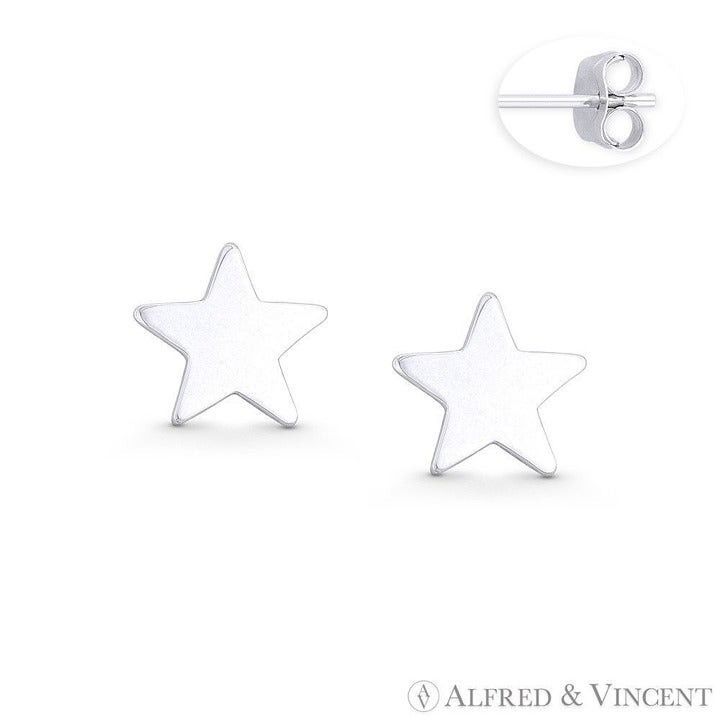 Other Flat Star Celestial Stud Earrings in .925 Sterling Silver Size ONE SIZE - 1 Preview