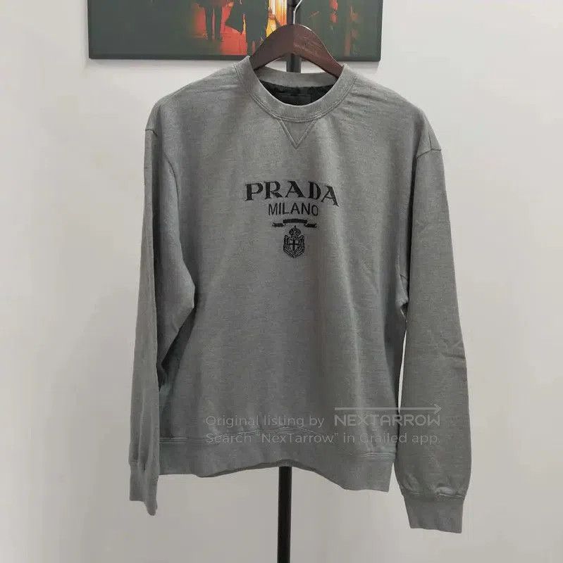 Prada Prada Gray Cotton Long Sleeve Sweatshirt. Size US XL / EU 56 / 4 - 1 Thumbnail