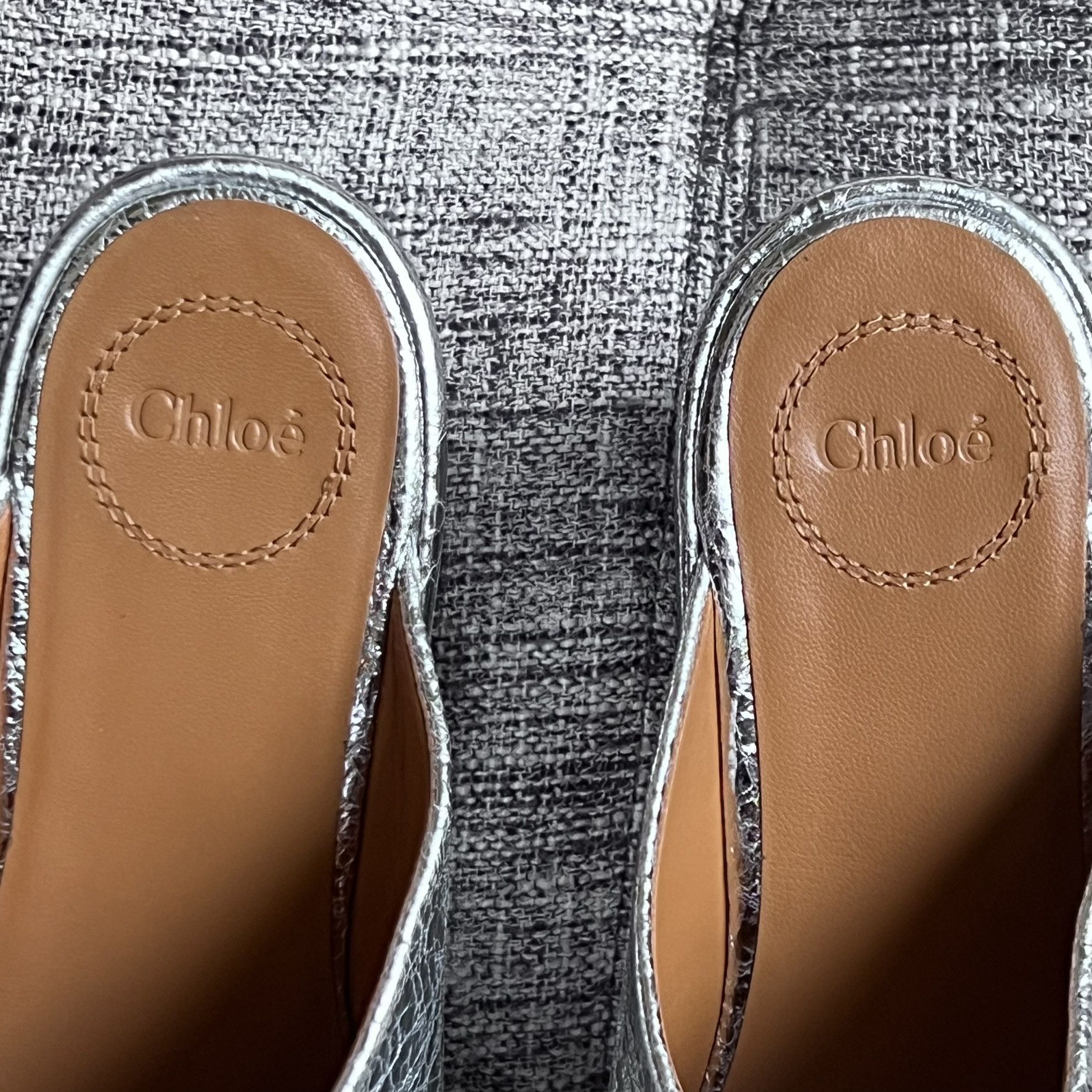 Chloe Chloé Oli 45MM Metallic Leather Platform Mules, Size IT38 Size US 8 / IT 38 - 7 Thumbnail